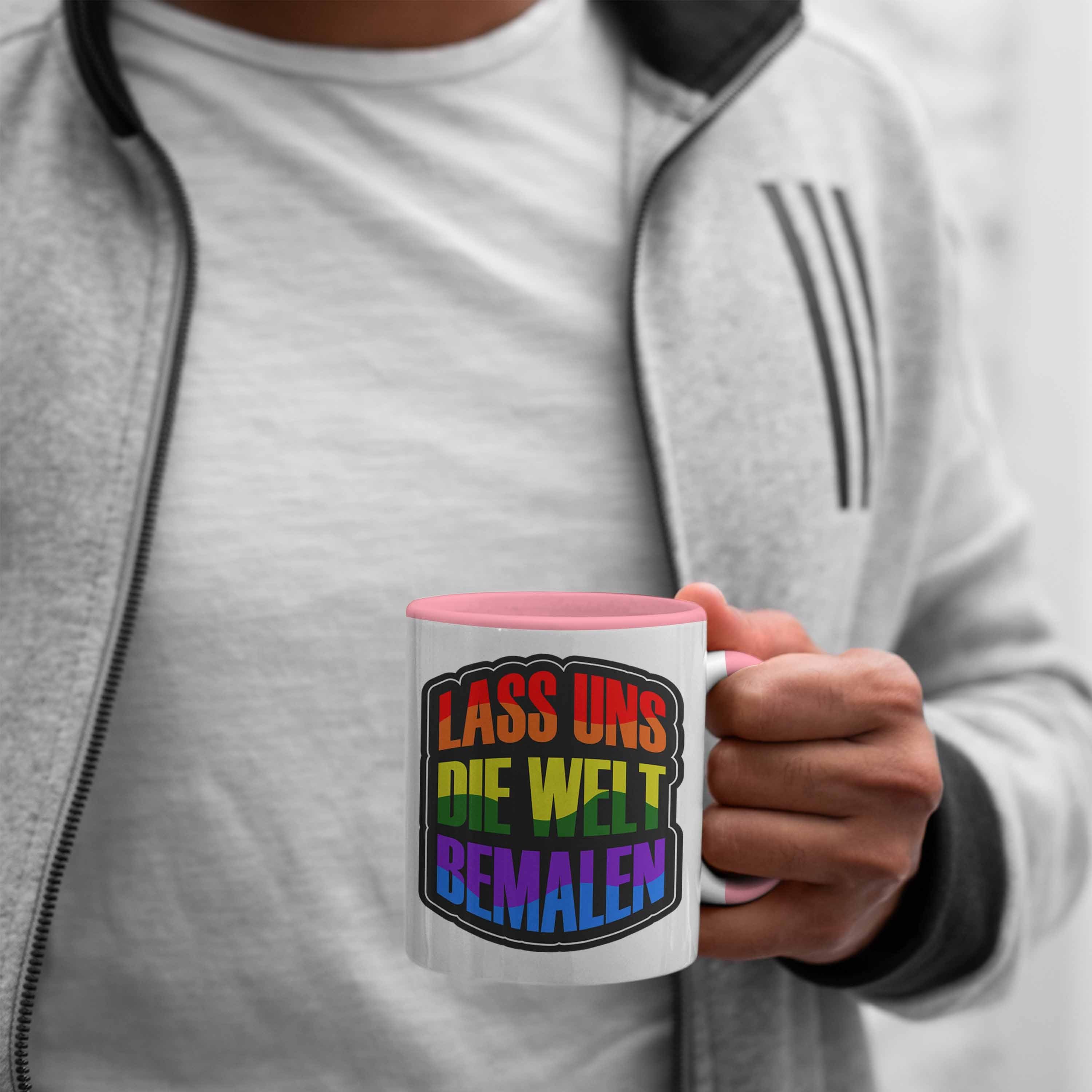 Bemalen" Regenbogenfarben LGBT Welt Geschenkidee uns "Lass Rosa die Tasse Tasse Trendation