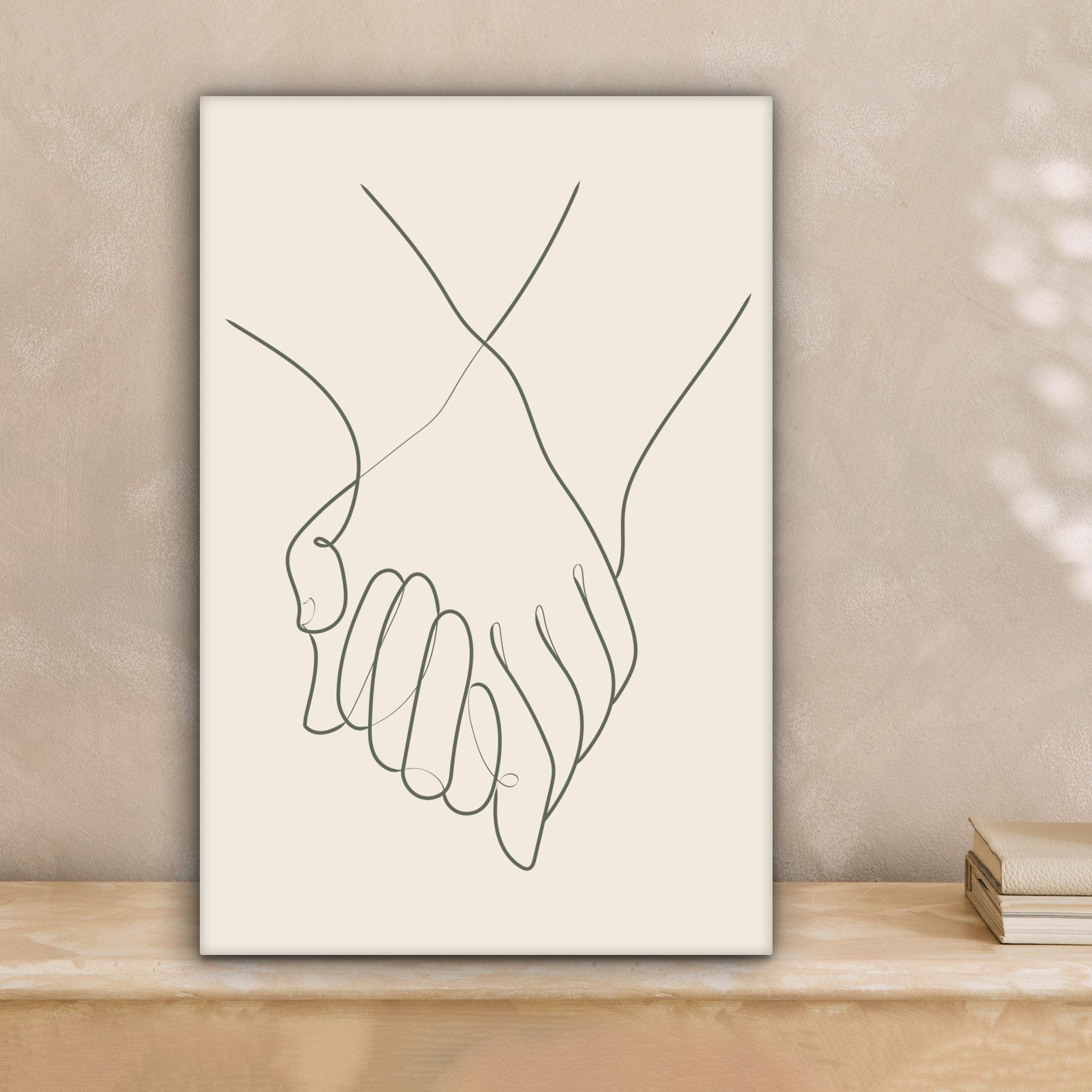 OneMillionCanvasses® Leinwandbild Hände - Strichzeichnung - Schwarz - Grün, günstig online kaufen