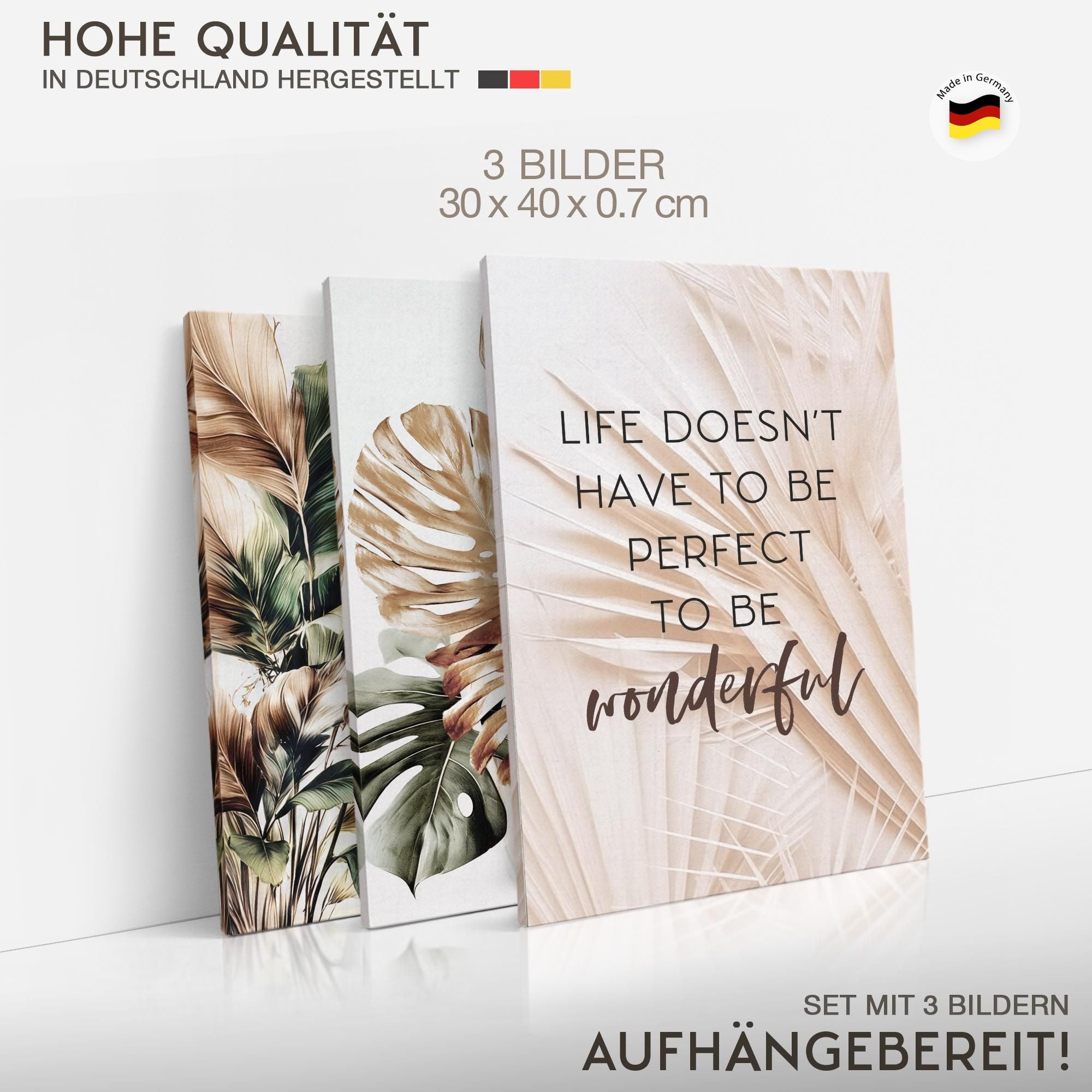 Novart Wandbild Boho Abstrakt Wohnzimmer Schlafzimmer Dekoration Kunstdruck, Blätter – Bild 4 von 5