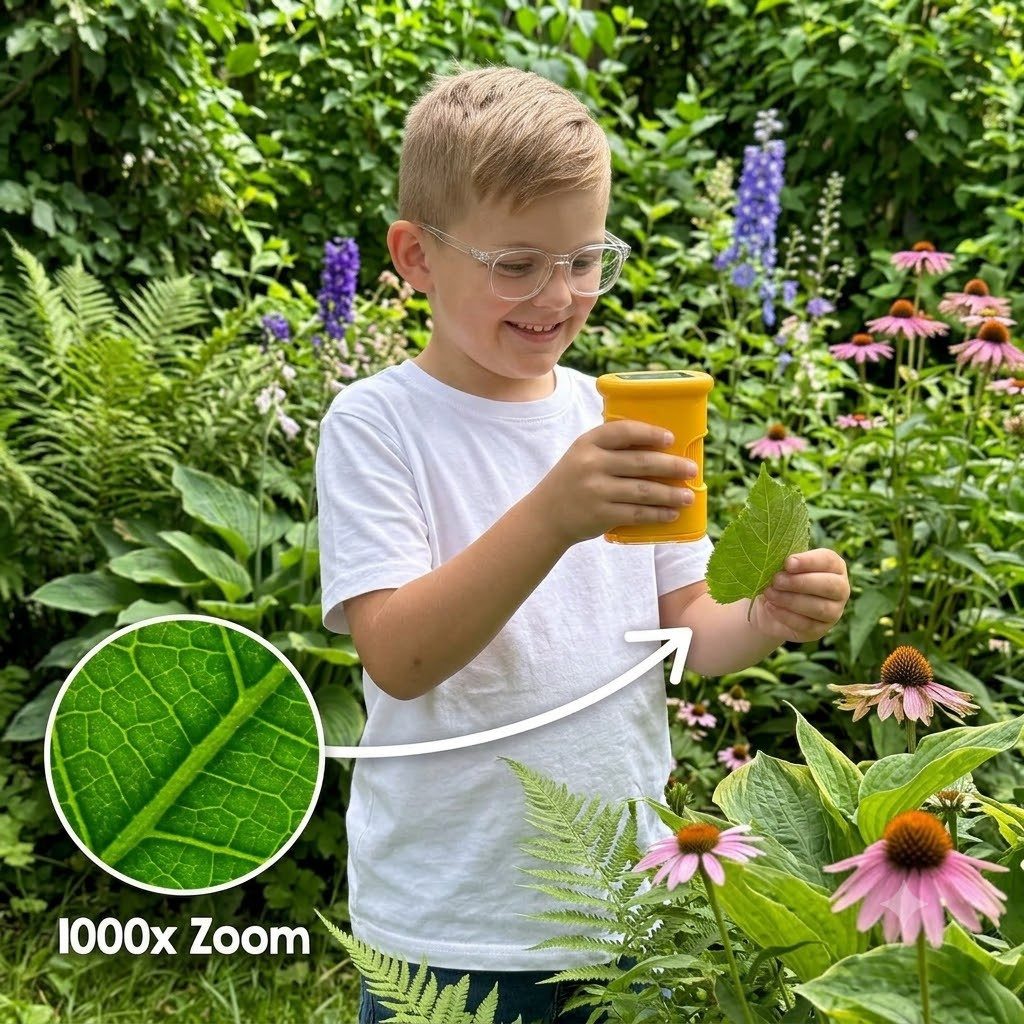 LOFTY Mikroskop für Kinder, Digital Mikroskop, Handmikroskop, 1000-fach Zoom Kindermikroskop (50x-1000x, 2,0 Zoll IPS-Display inkl. Schlüsselanhänger, Kindergeschenk)