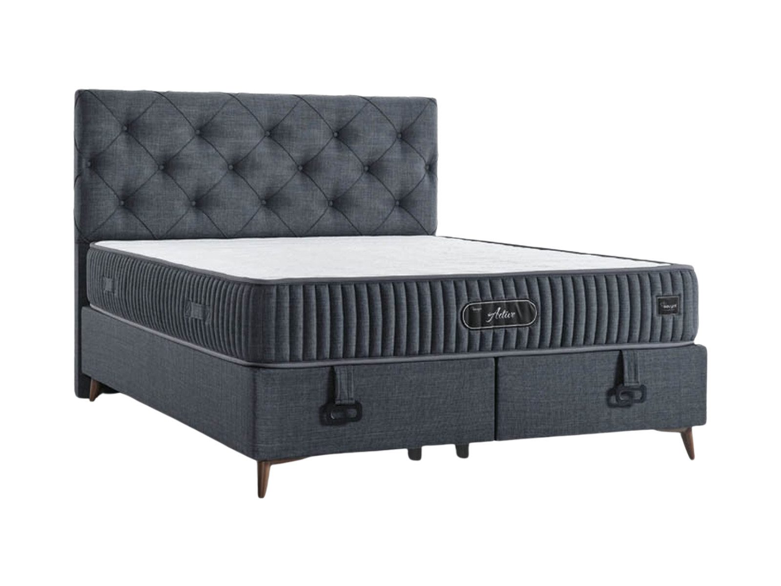Villa Möbel Boxspringbett Active (Bett Set (mit Matratze), Liegefläche 150x200), Bettkasten mit XXL Stauraum und Gasdruckfedern für einfache Handhabung