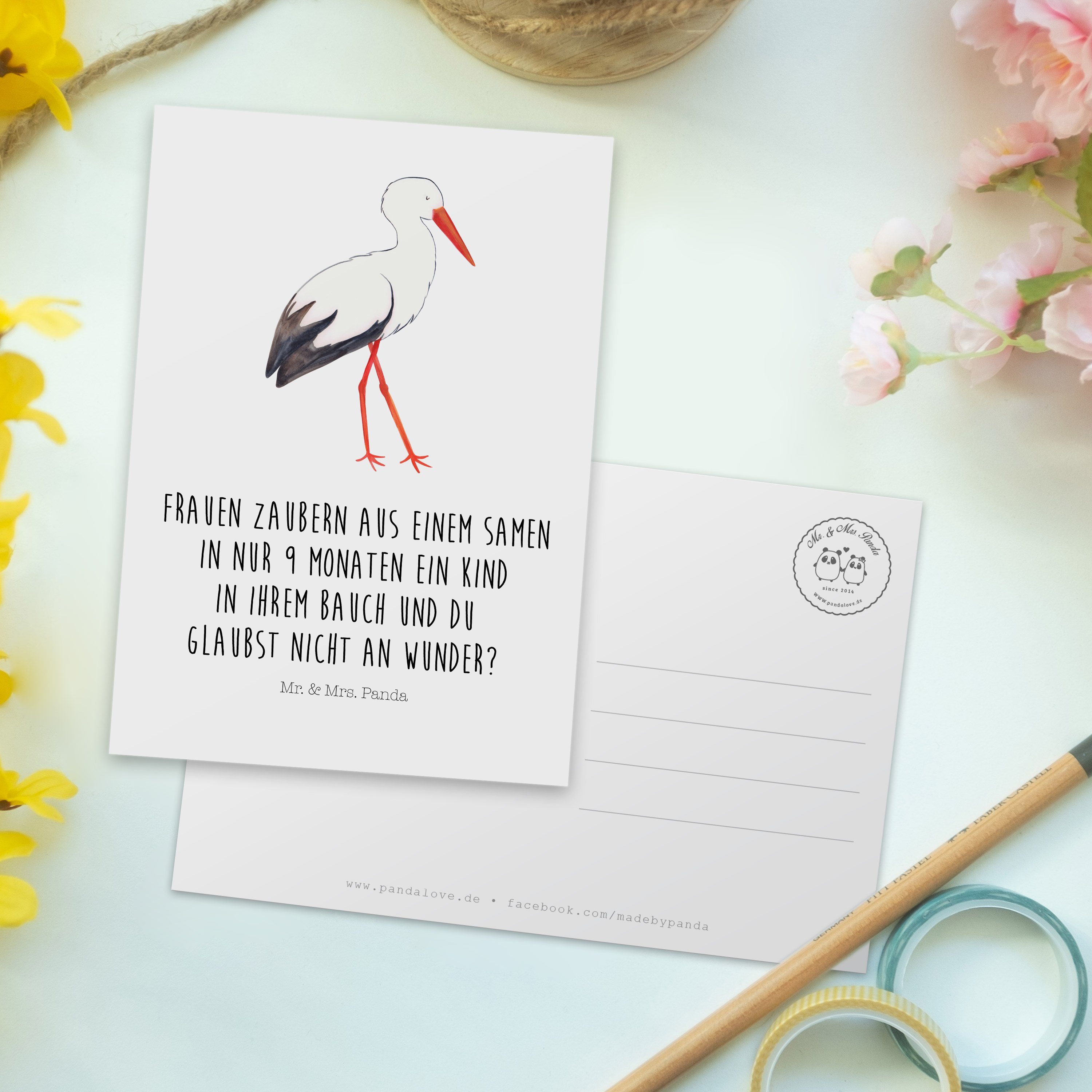 Mr. & werden, Mrs. - Geburtstags Storch Weiß Einladungskarte, Mutter Geschenk, - Panda Postkarte