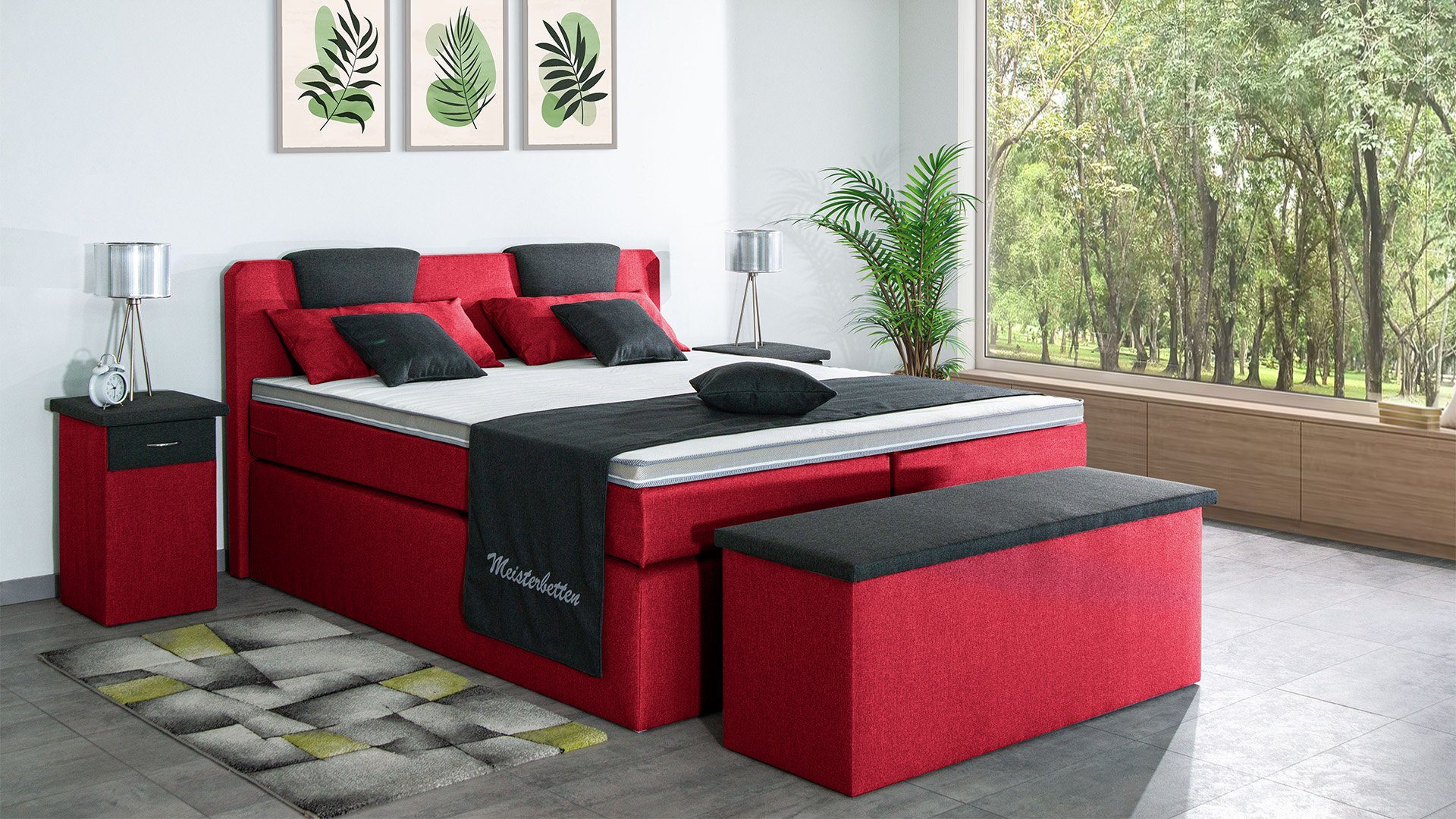 Meisterbetten Boxspringbett Iris (7-Zonen Taschenfederkernmatratzen, Komfortschaum), Inklusive kostenloser Lieferung und Aufbau