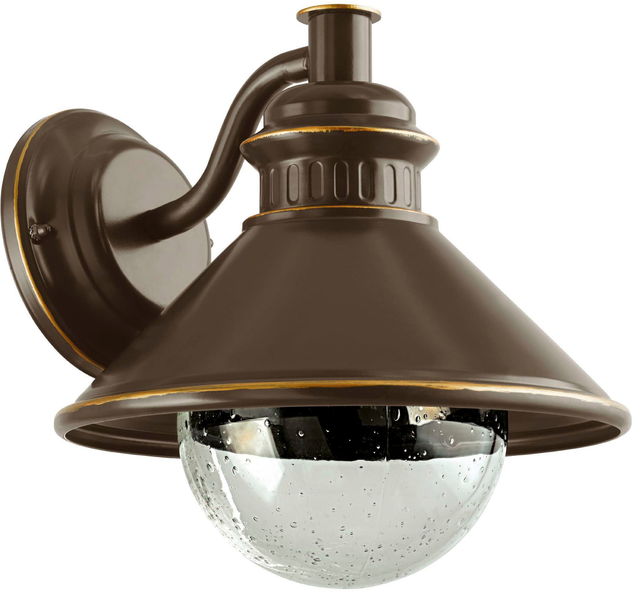 EGLO Wandleuchte Albacete Außenlampe IP44 spritzwassergeschützt, E27, Wandlampe, Lampe, ohne Leuchtmittel, Wand-/Deckenleuchte - L26,5 x H25,5 x AL28 cm - braun, kupfer