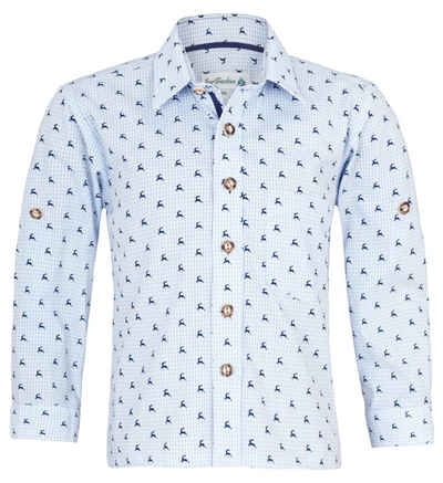 Isar-Trachten Trachtenhemd Kinder Trachtenhemd 'Malte' Hirschdesign 52913, H