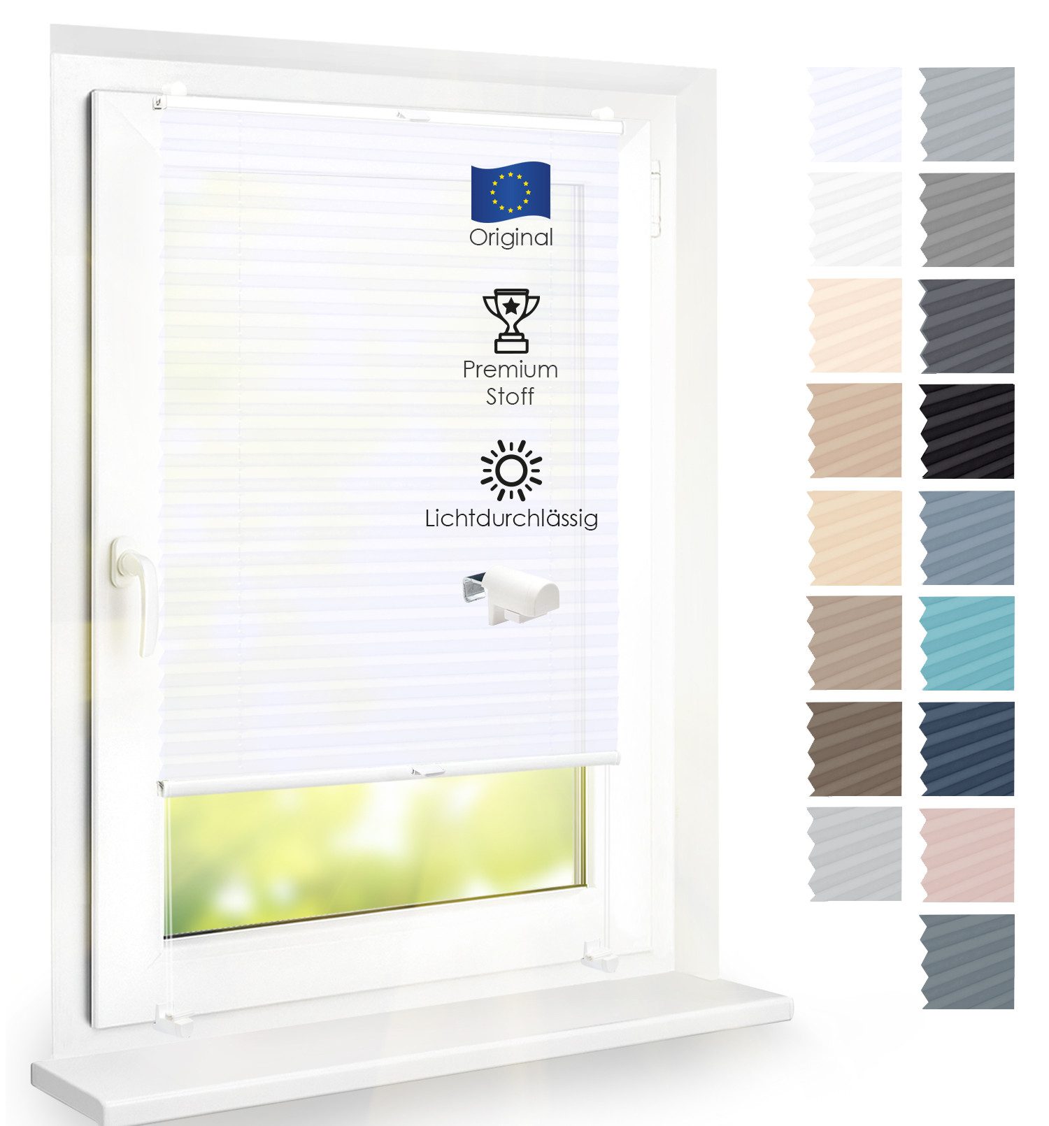 DomDeco Plissee Premium Plissee ohne Bohren, Sichtschutz, lichtdurchlässig, blickdicht, Klemmfix, Klemmfix, UV-beständig, modernes Design, stufenlos