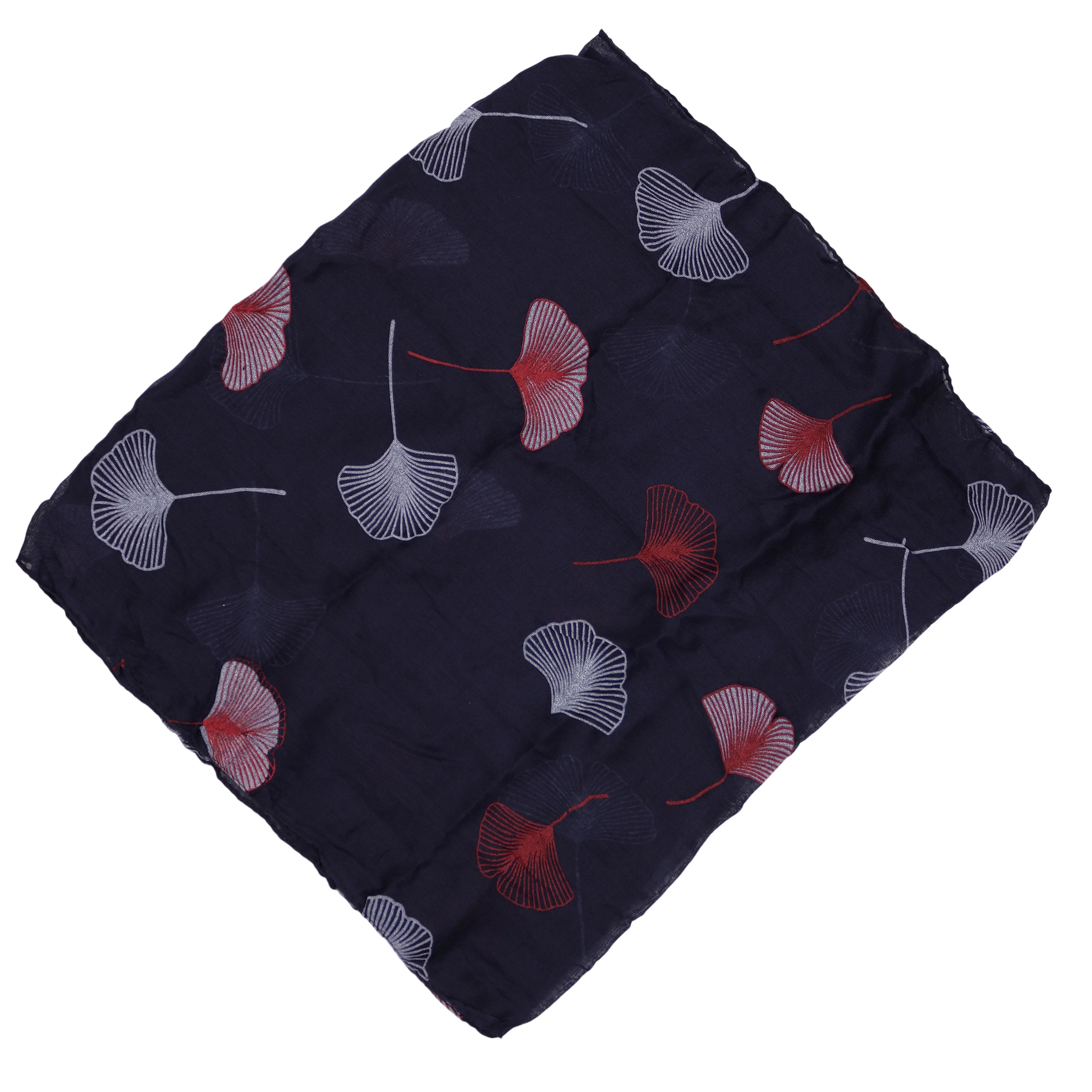 MIRROSI Loop Damen Schal mit Ginkgo-Muster Weich aus 100% Baumwolle Schlauchschal, (ca.160x45cm zweimal um den Hals wickelbar) – Bild 3 von 4