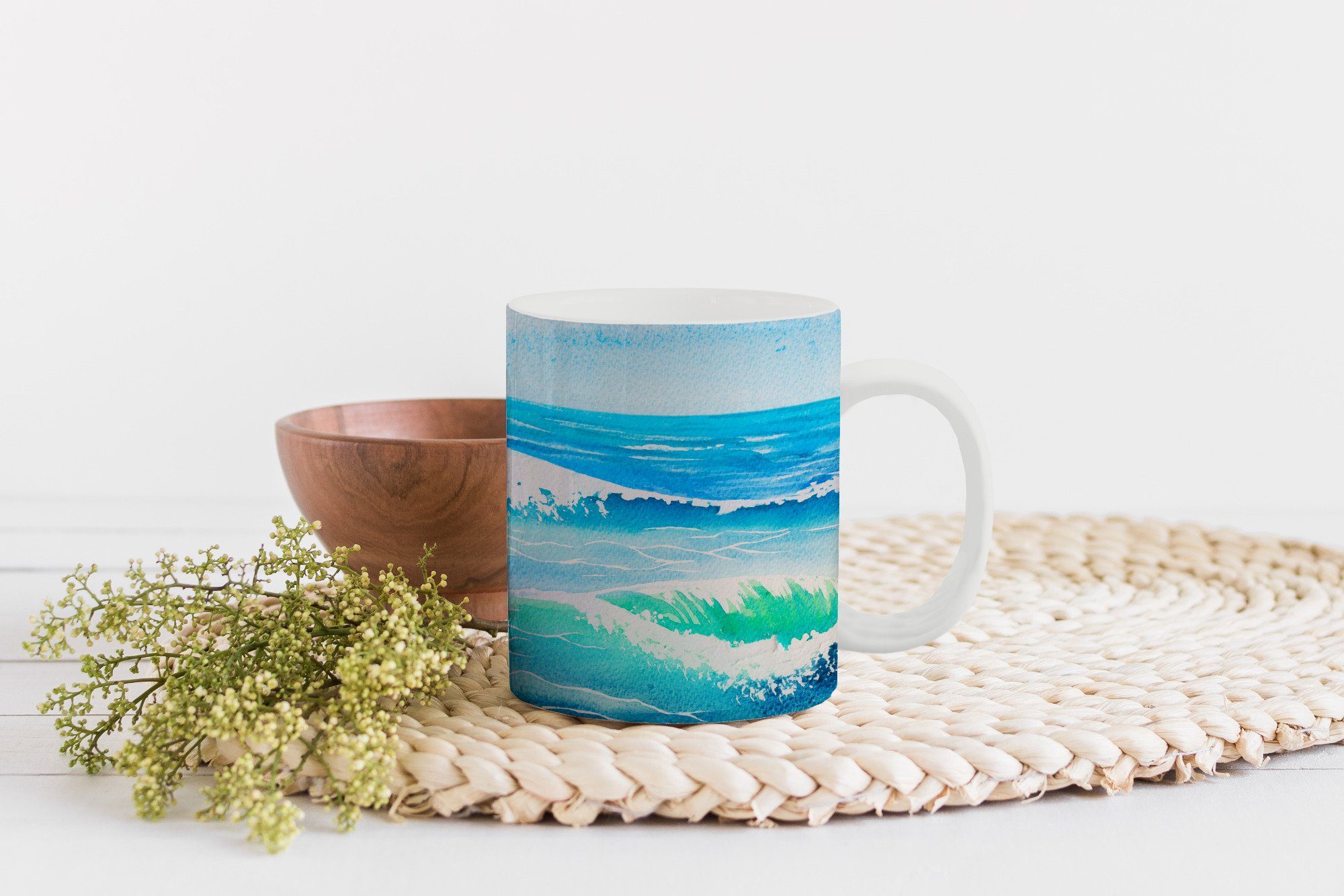 Becher, - - MuchoWow Tasse Teetasse, Meer Geschenk Aquarell, Teetasse, Golf Kaffeetassen, Keramik,