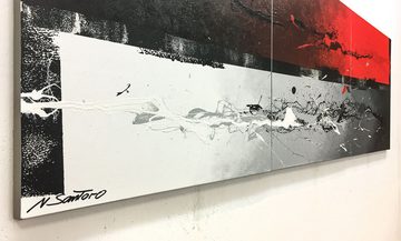 WandbilderXXL XXL-Wandbild Hot Contrast 210 x 70 cm, Abstraktes Gemälde, handgemaltes Unikat