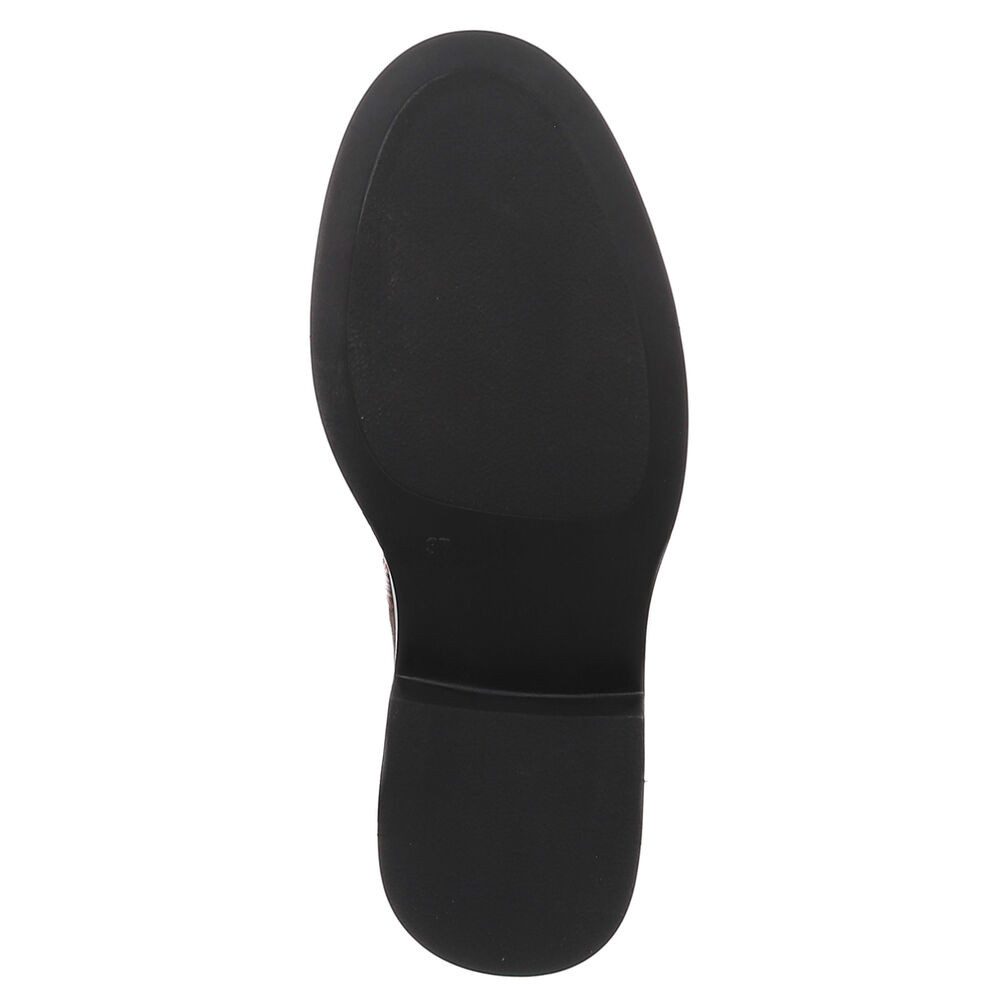 Ital-Design Damen Langschaftstiefel mit Zierschnalle, flach Stiefel (92268964) Blockabsatz Flache Stiefel in Braun