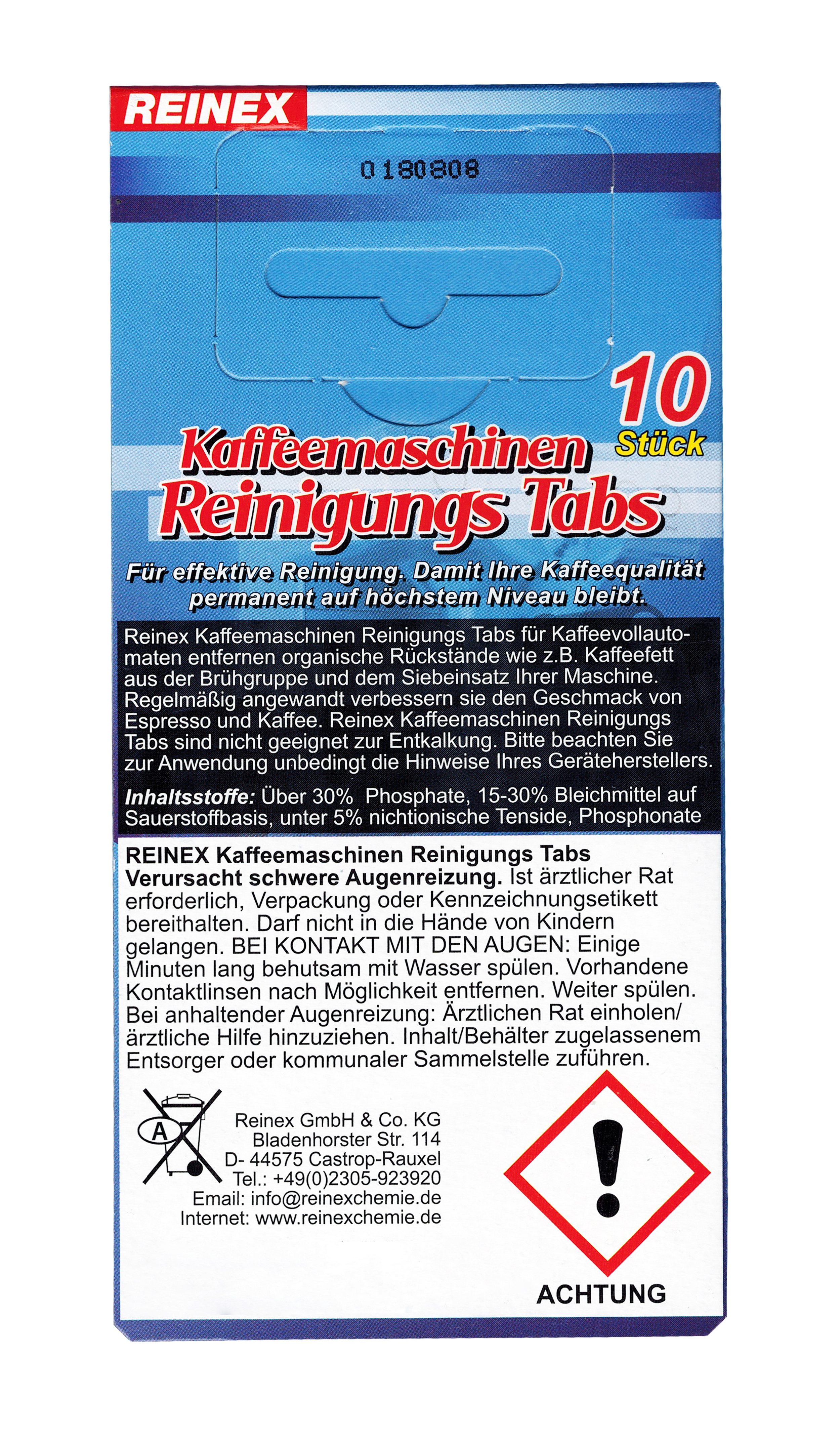 Reinex 10x Kaffeevollautomaten Reiniger Tabs Reinigung Fettlöser 15 Kaffeefettlöser (10-St. Kaffeemaschinen)