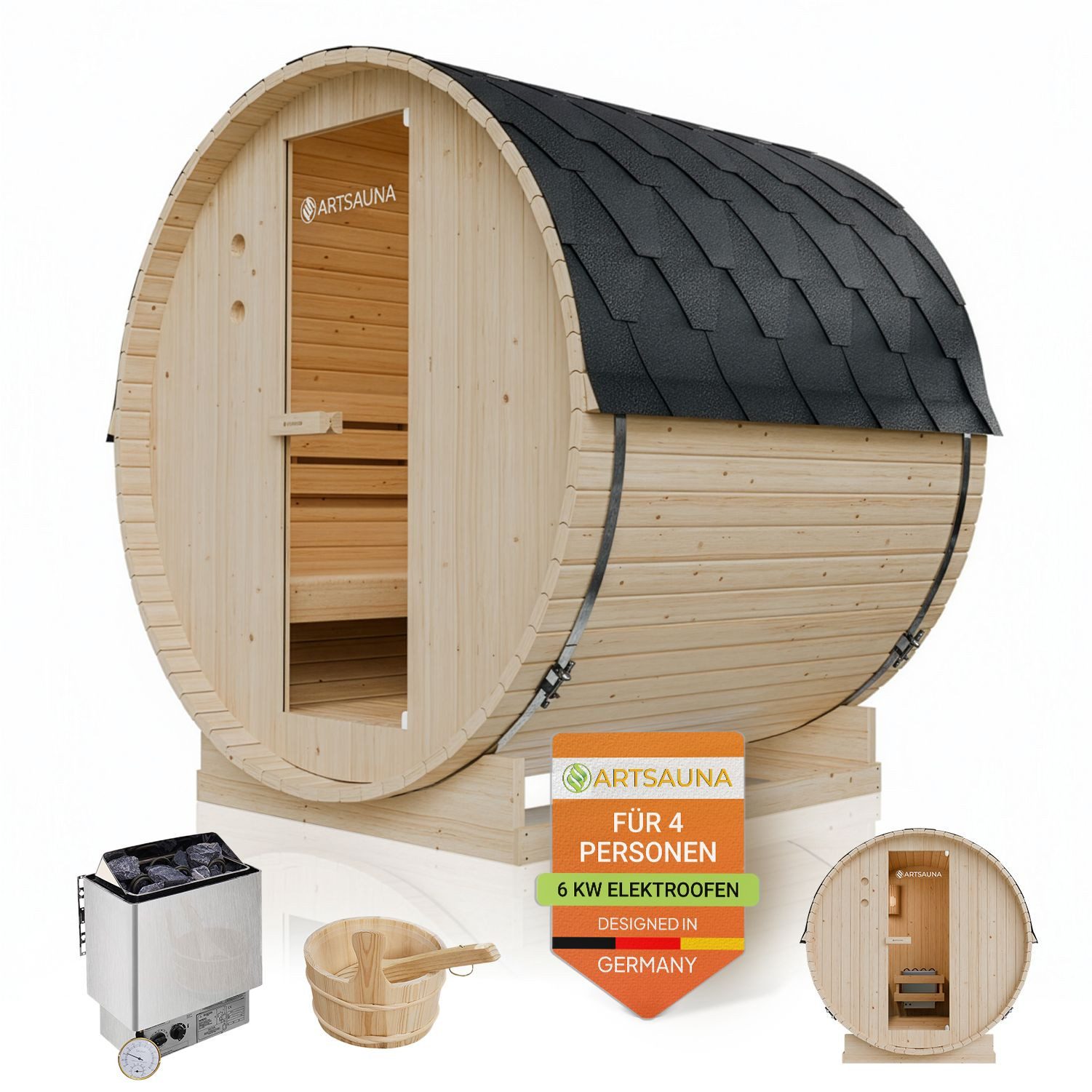 Artsauna Fasssauna Spitzbergen 180, BxTxH: 191 x 180 x 193 cm, für 4 Person günstig online kaufen