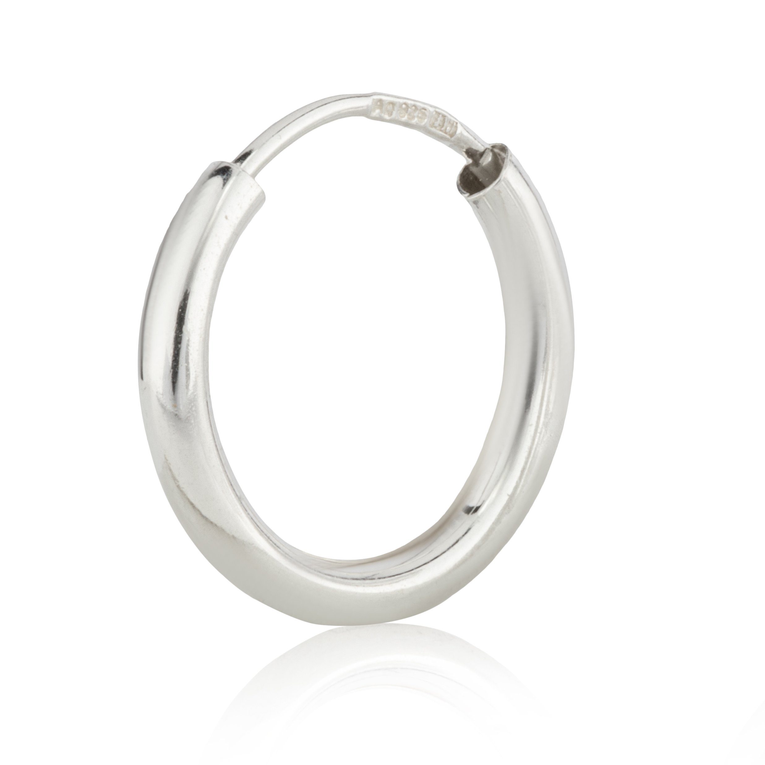 NKlaus Single-Creole Einzel Creole 13mm Sterling Silber 925 Ohrringe Ru