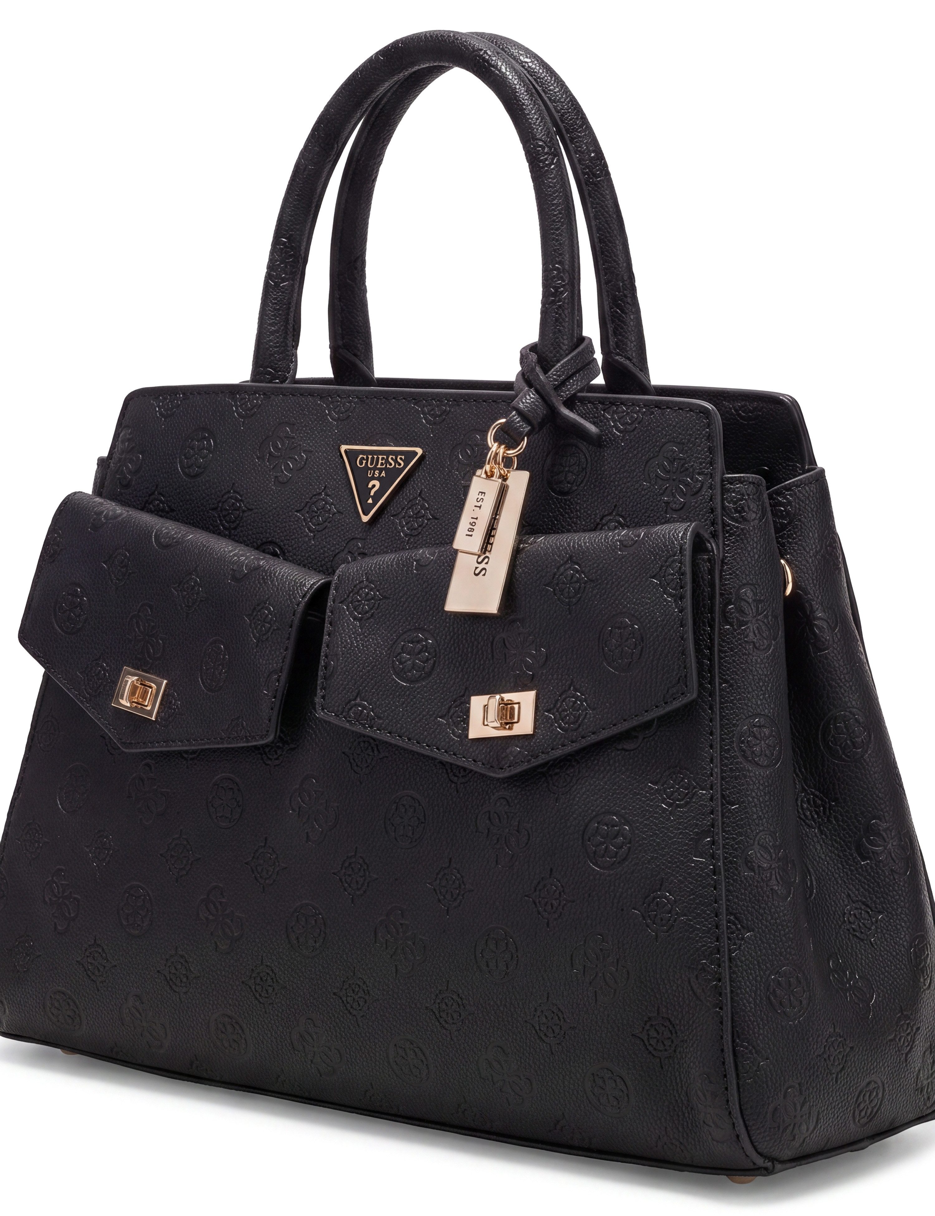 Guess Umhängetasche BLAKE LARGE SATCHEL, Damen Henkeltasche, Schultertasche mit zwei Fronttaschen