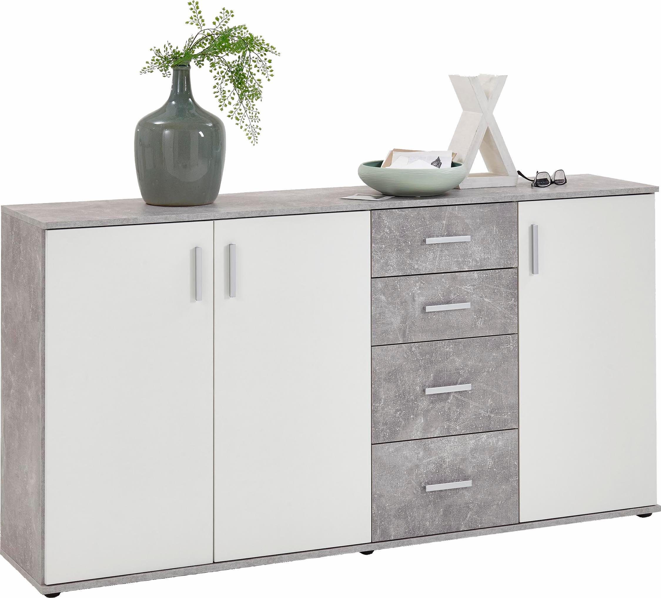 FMD Kommode Albi, Kommode 3-türig, 3 Schubladen, 1 Innenboden, Breite 160 cm