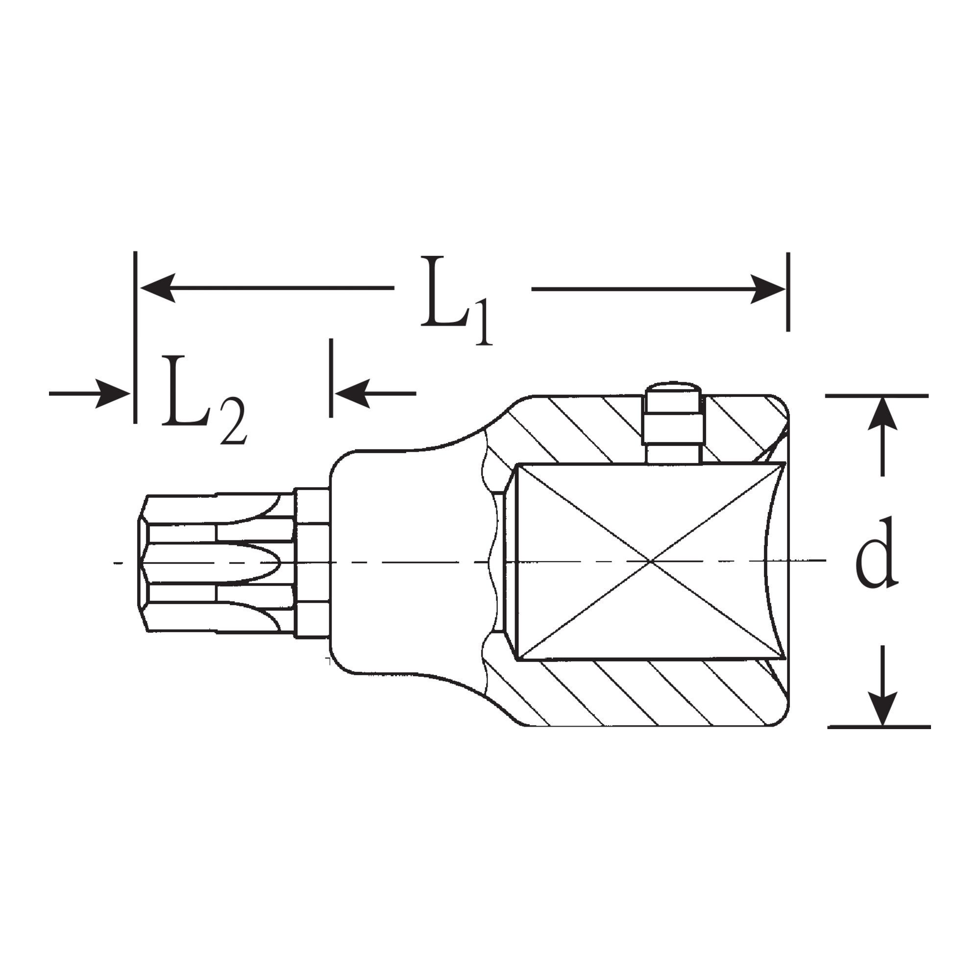 Stahlwille Steckschlüssel Stahlwille 3/4" (20mm) Schraubendrehereinsatz Gr.T100 TX Gr.22,1mm L.8