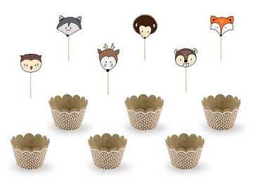 partydeco Pompon Woodland Muffin-Set (1 VPE / 6 Stk)