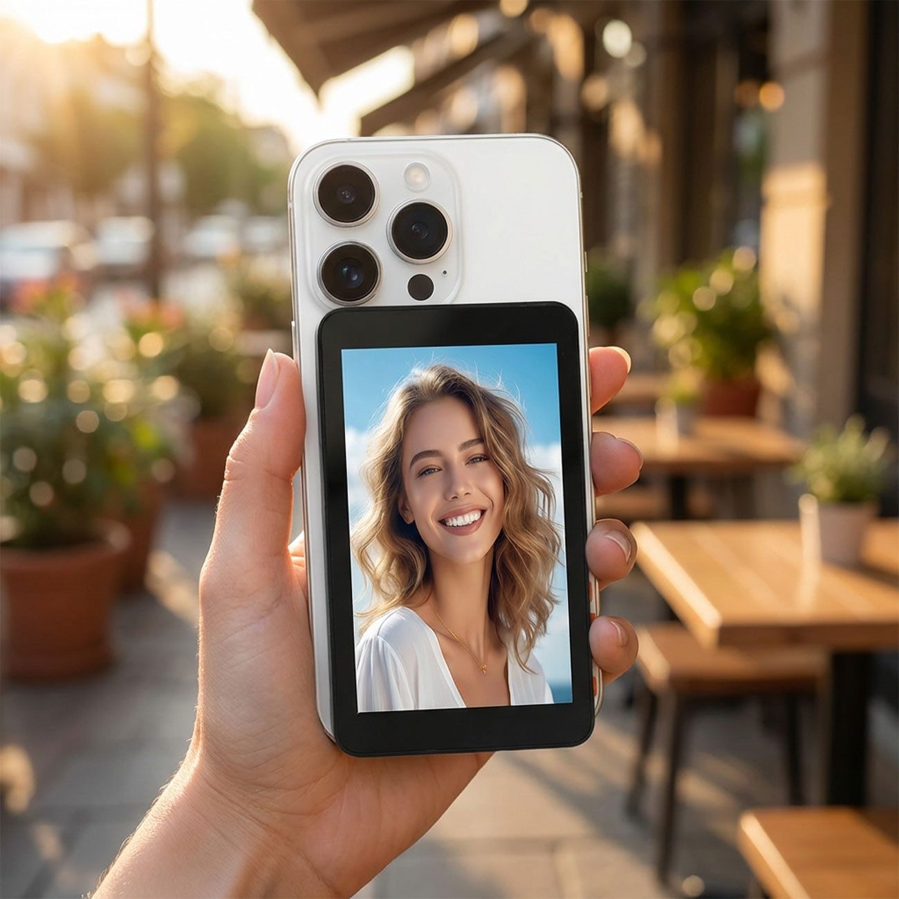 shop'n smile ideoon Selfie-Stick Magnetischer Smartphone Selfie Monitor, 4,02 Zoll Vlogging Display, 480x800 Pixel, Bluetooth 5.0