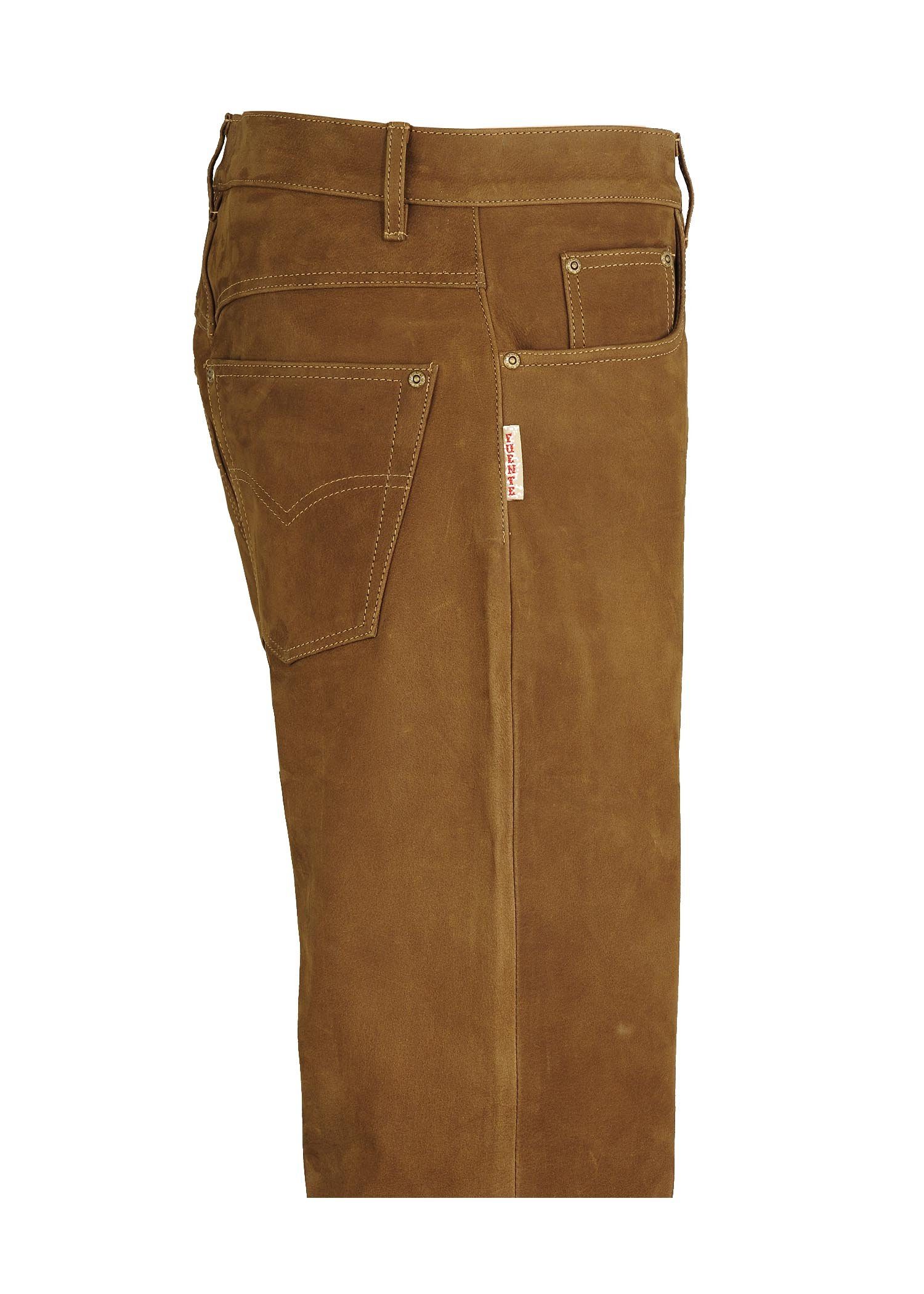 Fuente Leather Wears Lederhose Lederjeans Herren -5 Pocket Lederhose lang Nubuk – Bild 5 von 5