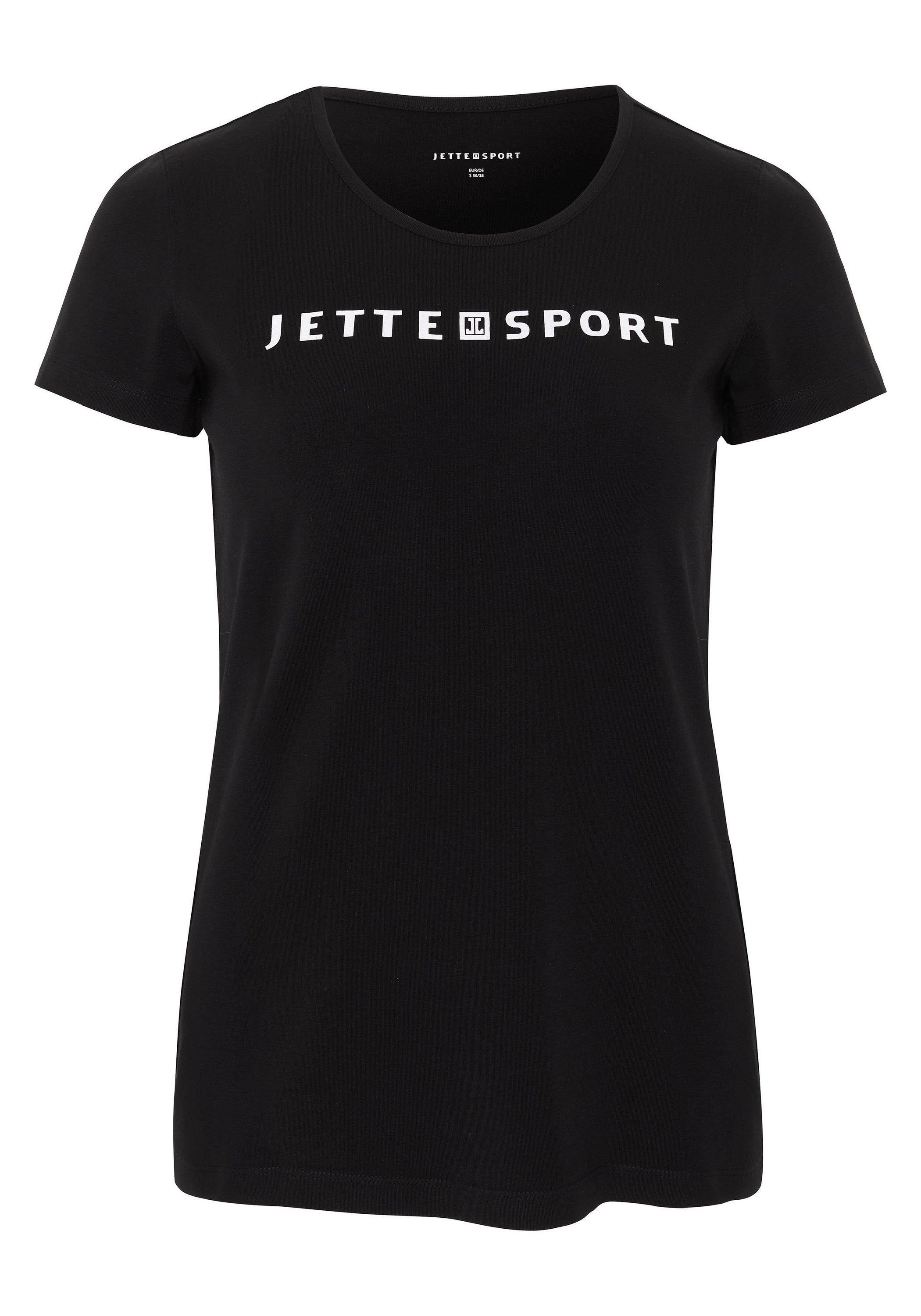 JETTE Deep Black mit 19-3911 SPORT Print-Shirt Label-Print