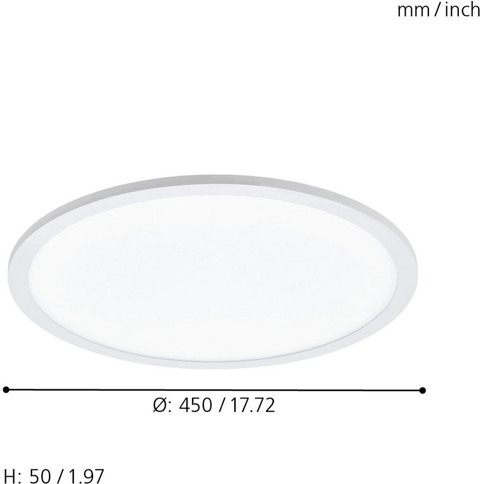 EGLO Deckenleuchte SARSINA-C, Dimmfunktion, Farbwechsel,  Nachtlichtfunktion, LED fest integriert, Kaltweiß, Neutralweiß,  Tageslichtweiß, Warmweiß, EGLO CONNECT, Steuerung über APP + Fernbedienung,  BLE, CCT, RGB