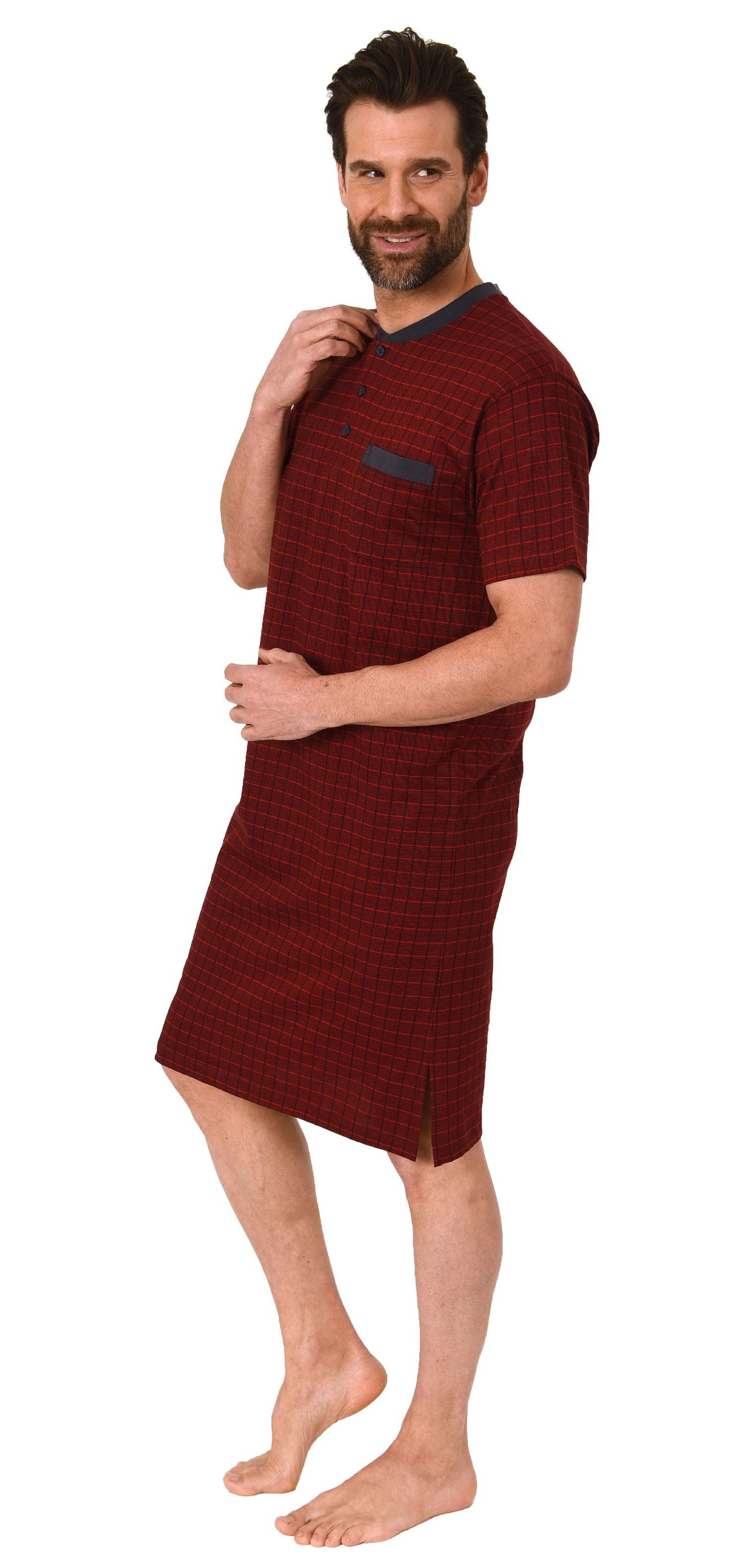 Normann Pyjama Normann Herren kurzarm Nachthemd in eleganter Optik günstig online kaufen