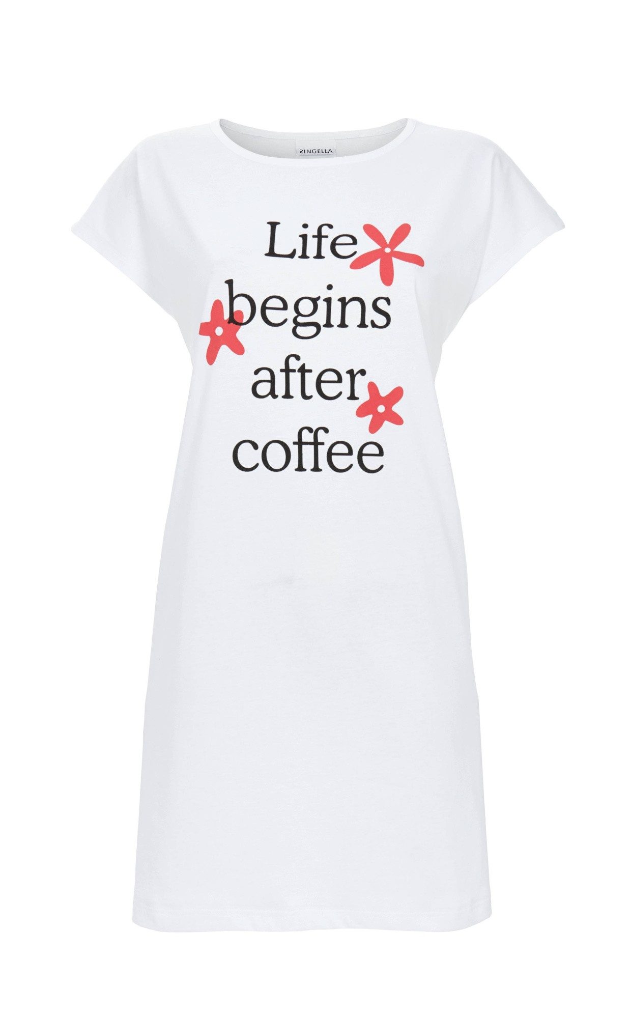 Ringella Nachthemd - Bigshirt Kurzarm mit überschnittener Schulter und Motivdruck 100% Baumwolle