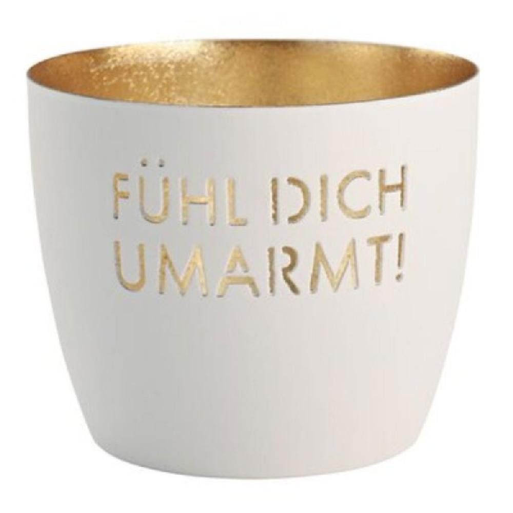 Giftcompany Windlicht Windlicht Madras Fühl Dich Umarmt Weiß Gold günstig online kaufen