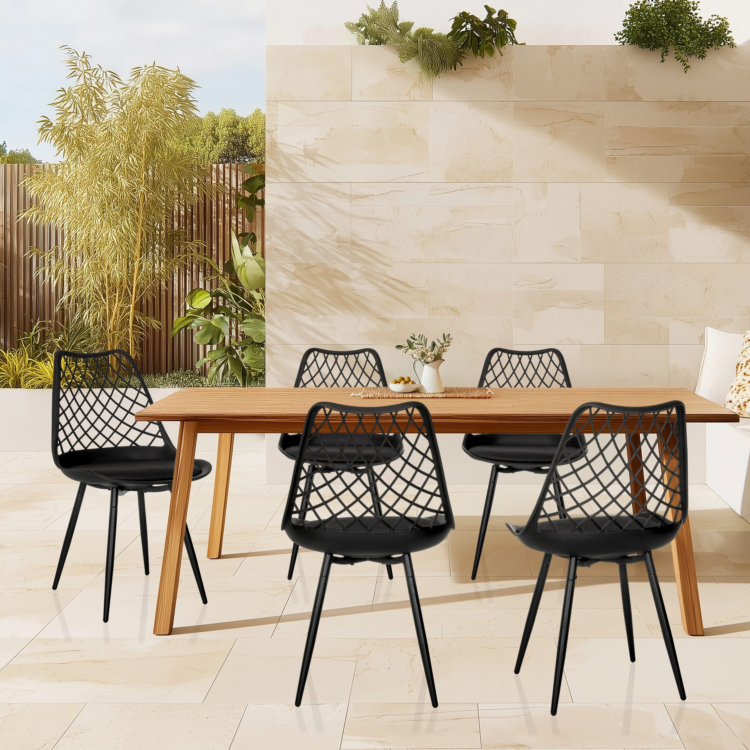 hjh LIVING Gartenstuhl Outdoor Stuhl BEGIO S Kunststoff ohne Armlehnen, Schalenstuhl im Skandi-Stil, Sitzschale aus Kunststoff, Esszimmerstuhl
