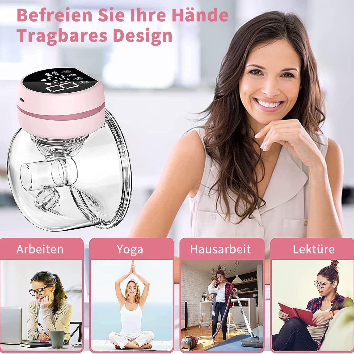 Stufen Abpumpen Geräuscharm Tragbar Pump und JOEAIS Elektrisch 9 2 und Muttermilch Elektrische Modi Elektrisch Electric, Handsfree Milchpumpe LCD-Display, Breast Schmerzfrei