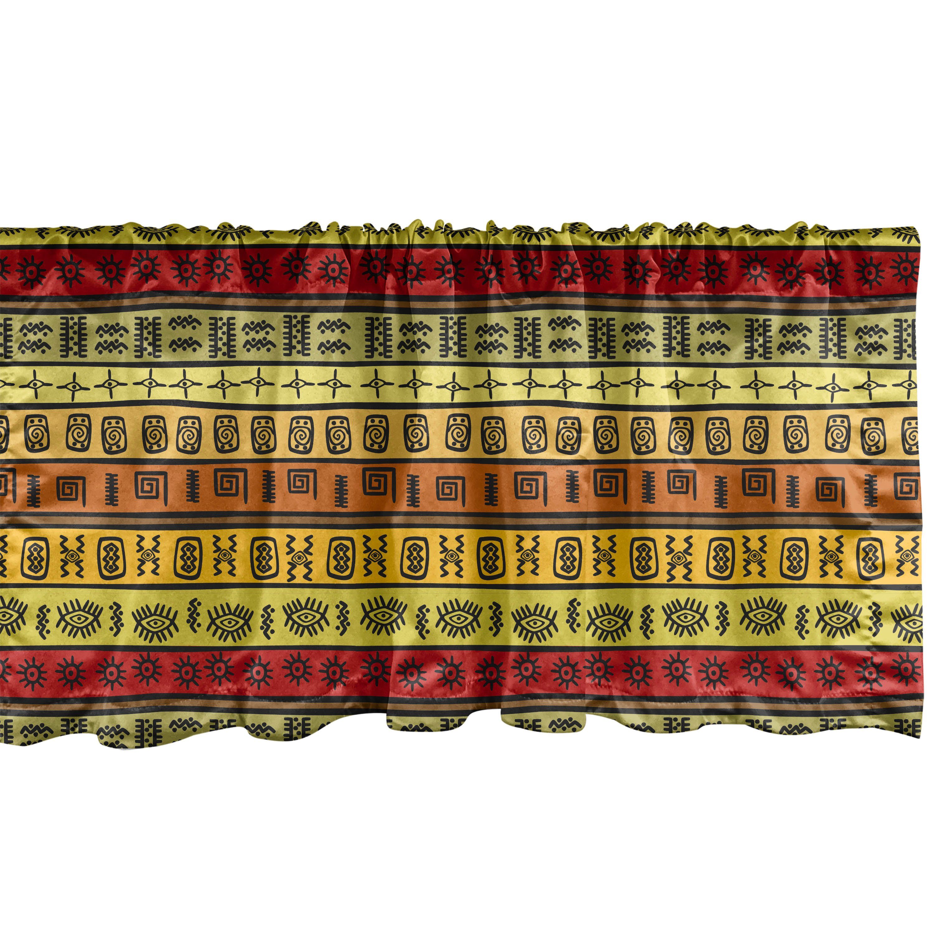 Scheibengardine Vorhang Volant für Küche Schlafzimmer Dekor mit Stangentasche, Abakuhaus, Microfaser, afrikanisch Stammes