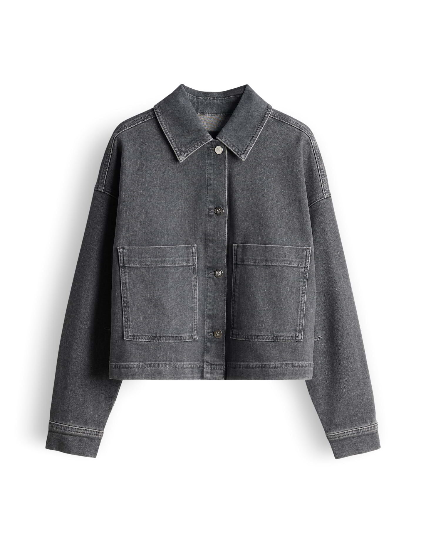 someday Jeansblazer NIANDRA Regular aus BCI Cotton Mix leicht ausgestellt geschnitten, verkürzte Länge, elastischer Stoff
