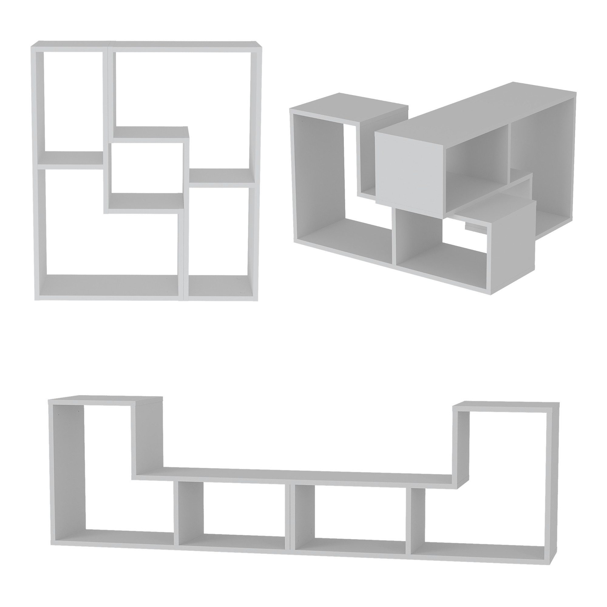 en.casa TV-Board (2 tlg), »Hustersurd« Modulares Möbelset Standregal Couchtisch Weiß