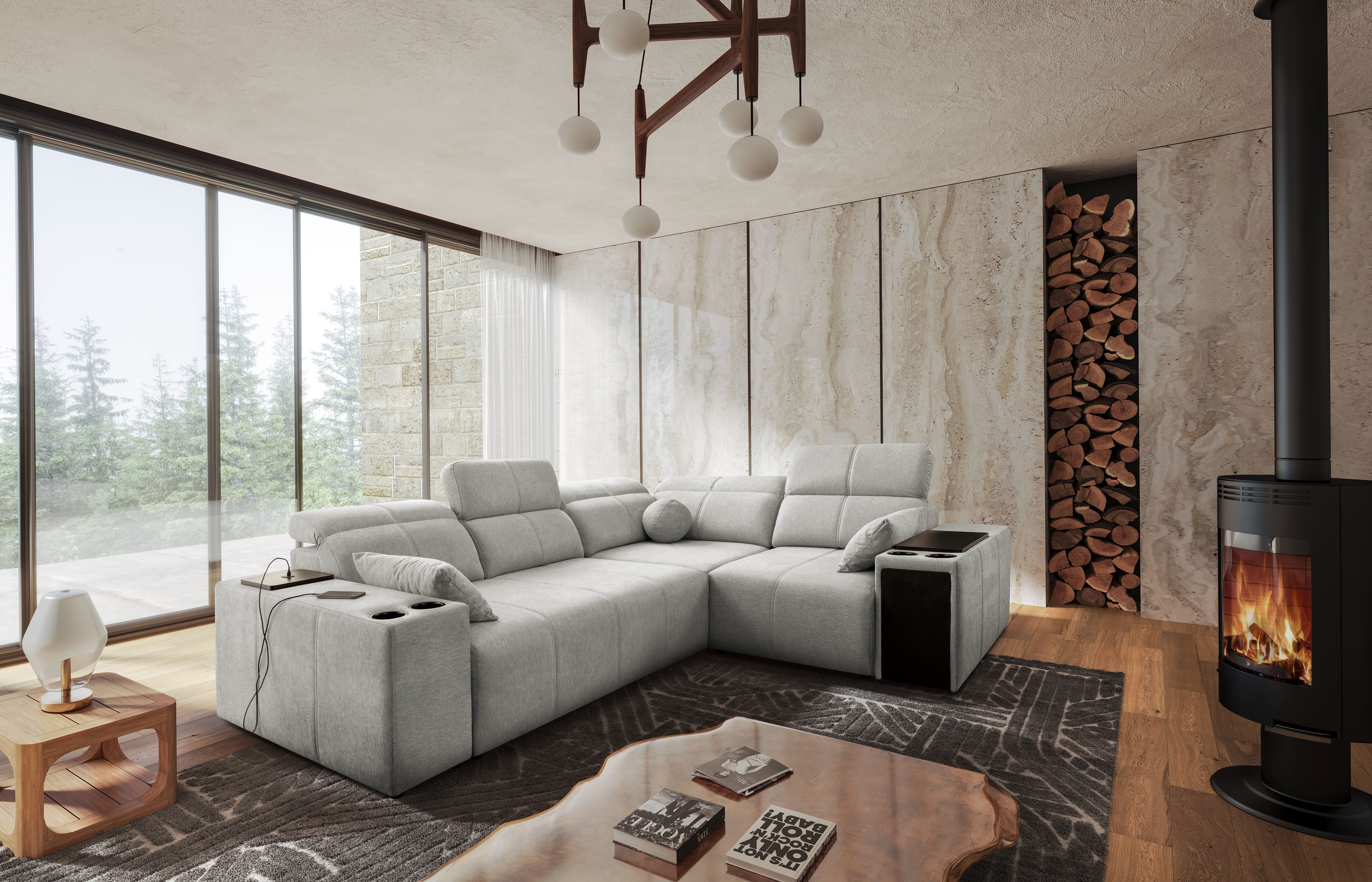 Kaiser Möbel Ecksofa mit Schlaffunktion, USB, Mindy II, Stoff Verita, Ecksofa, mit Relaxfunktion
