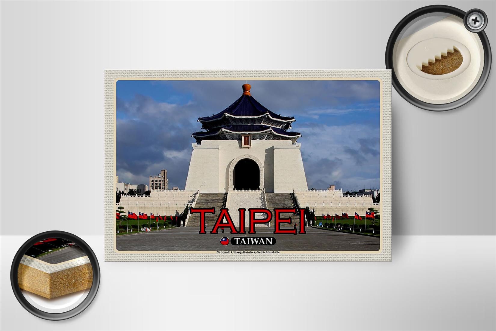 Femer GmbH Holzbild Reise 18x12 cm Taipei Taiwan Nationale Chiang-Kai-shek, (1 St), Glatte Holzfaserplatte (MDF), vorn beschichtet