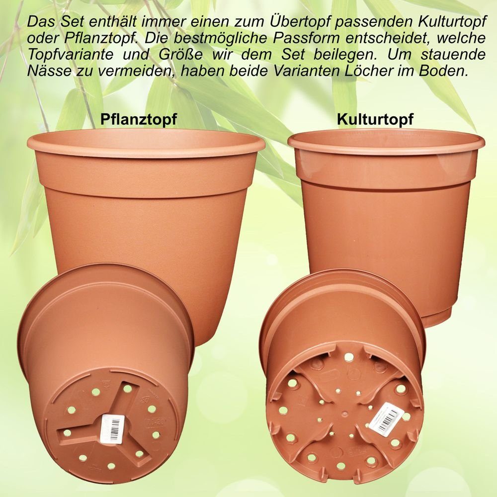 Heimwerkercenter Übertopf Set - Keramikübertopf Bergamo ø14 cm, hellgrau + Kulturtopf ø13 – Bild 4 von 5