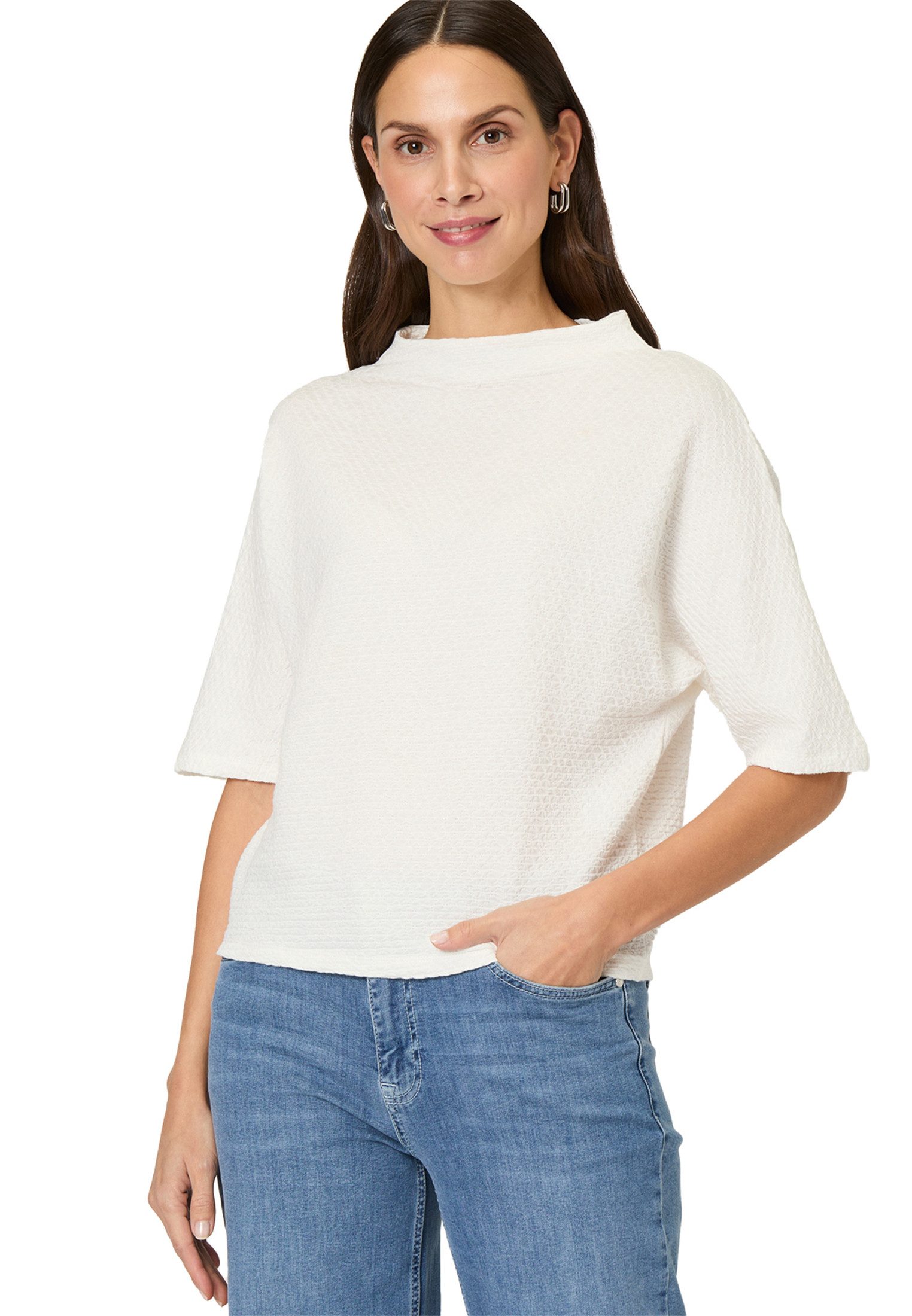 Kurzarmshirt zero Shirt mit Strukturmuster
