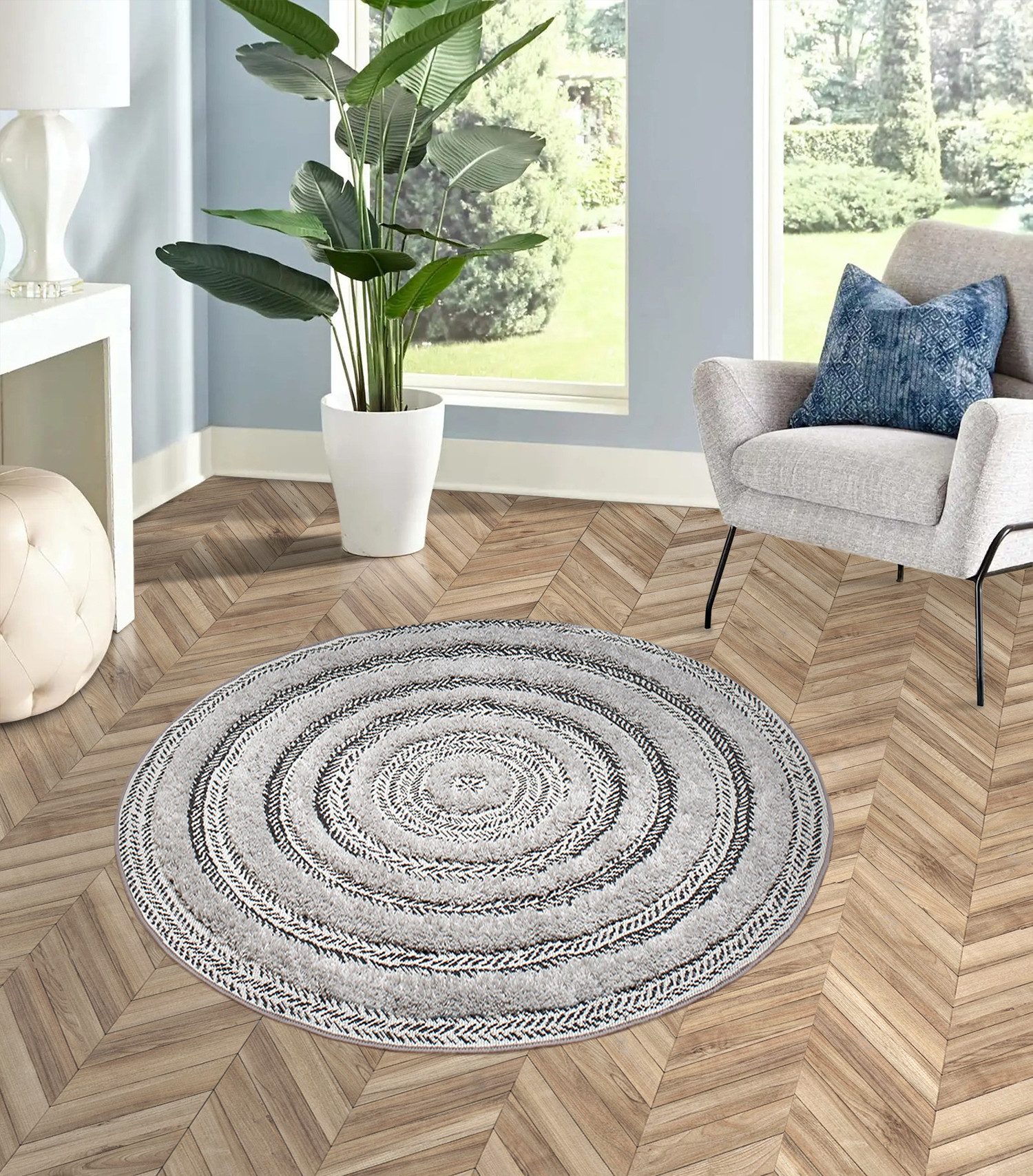 Rikmani Hochflor-Teppich Hochflorteppich Rund 160 cm günstig online kaufen