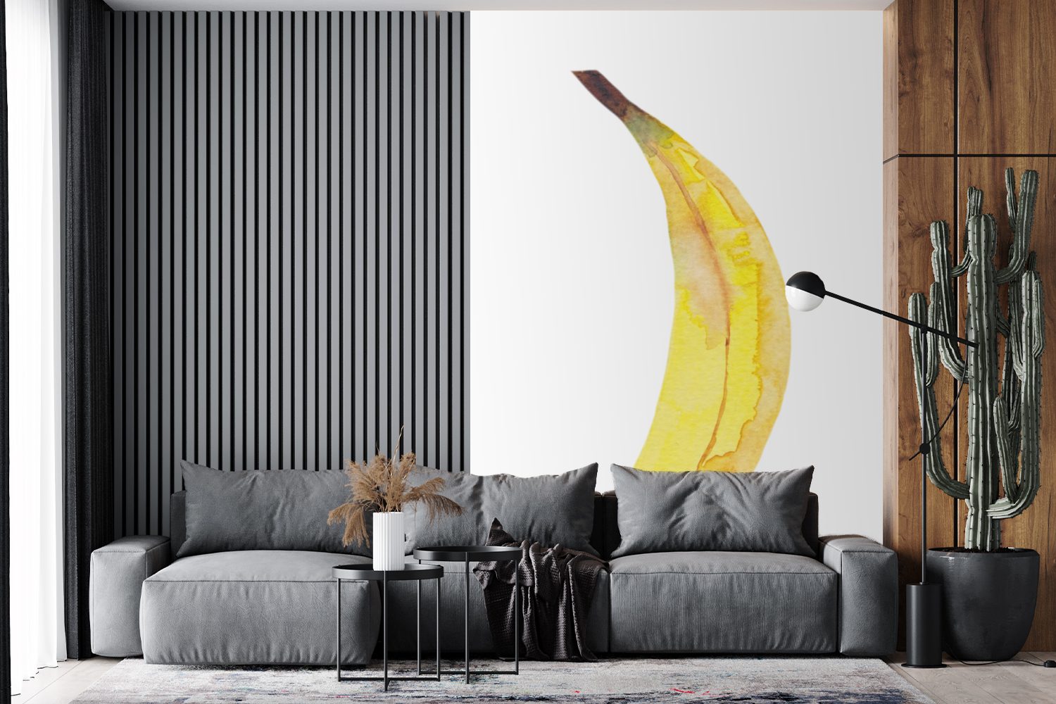 Fototapete - (3 für Obst Matt, Banane Wandtapete MuchoWow Vinyl St), bedruckt, Montagefertig Wohnzimmer, Tapete - Aquarell,