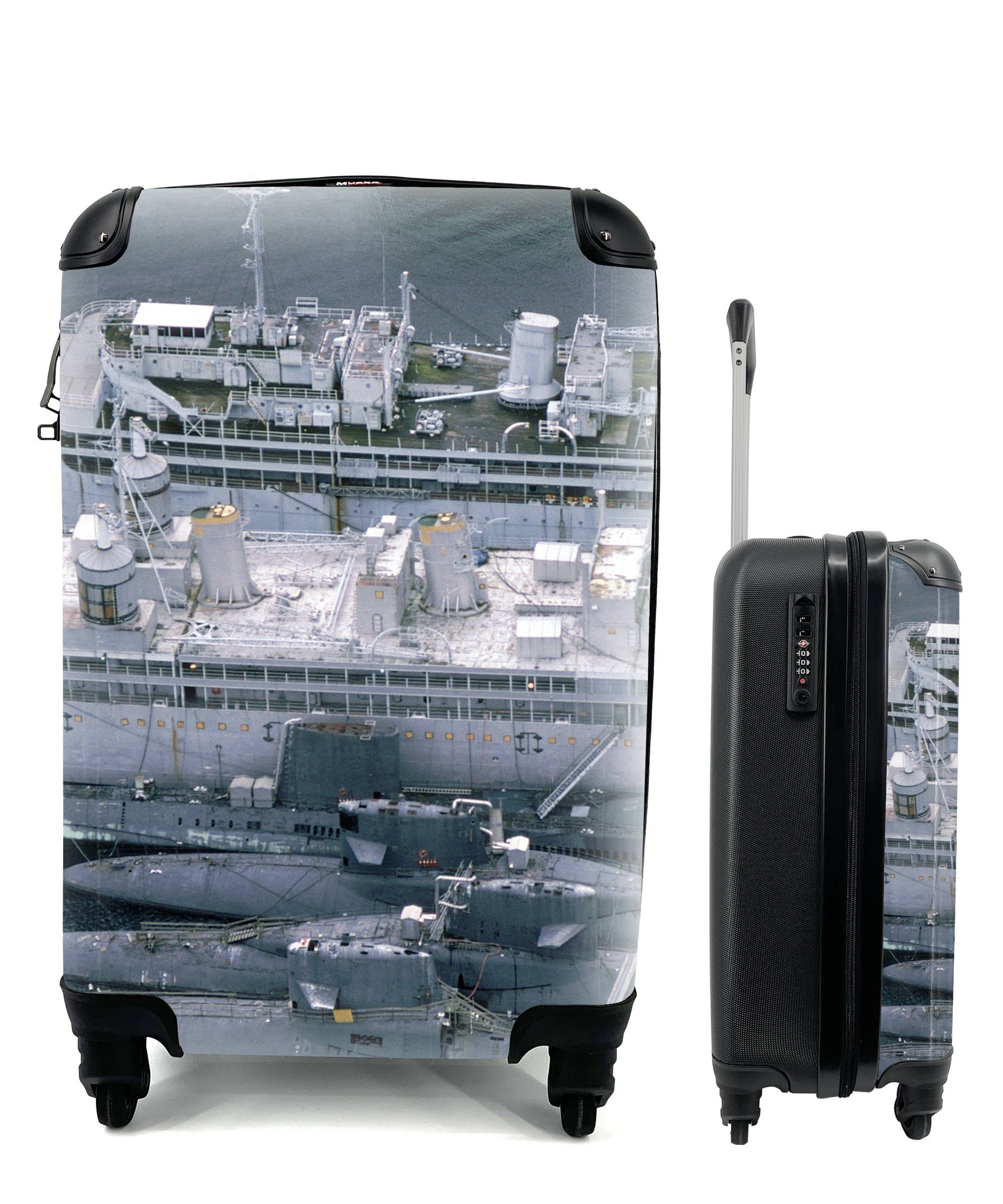 Ein rollen, für Reisetasche mit MuchoWow Reisekoffer Handgepäckkoffer Trolley, Marineschiff einigen Ferien, Handgepäck mit U-Booten, 4 Rollen,