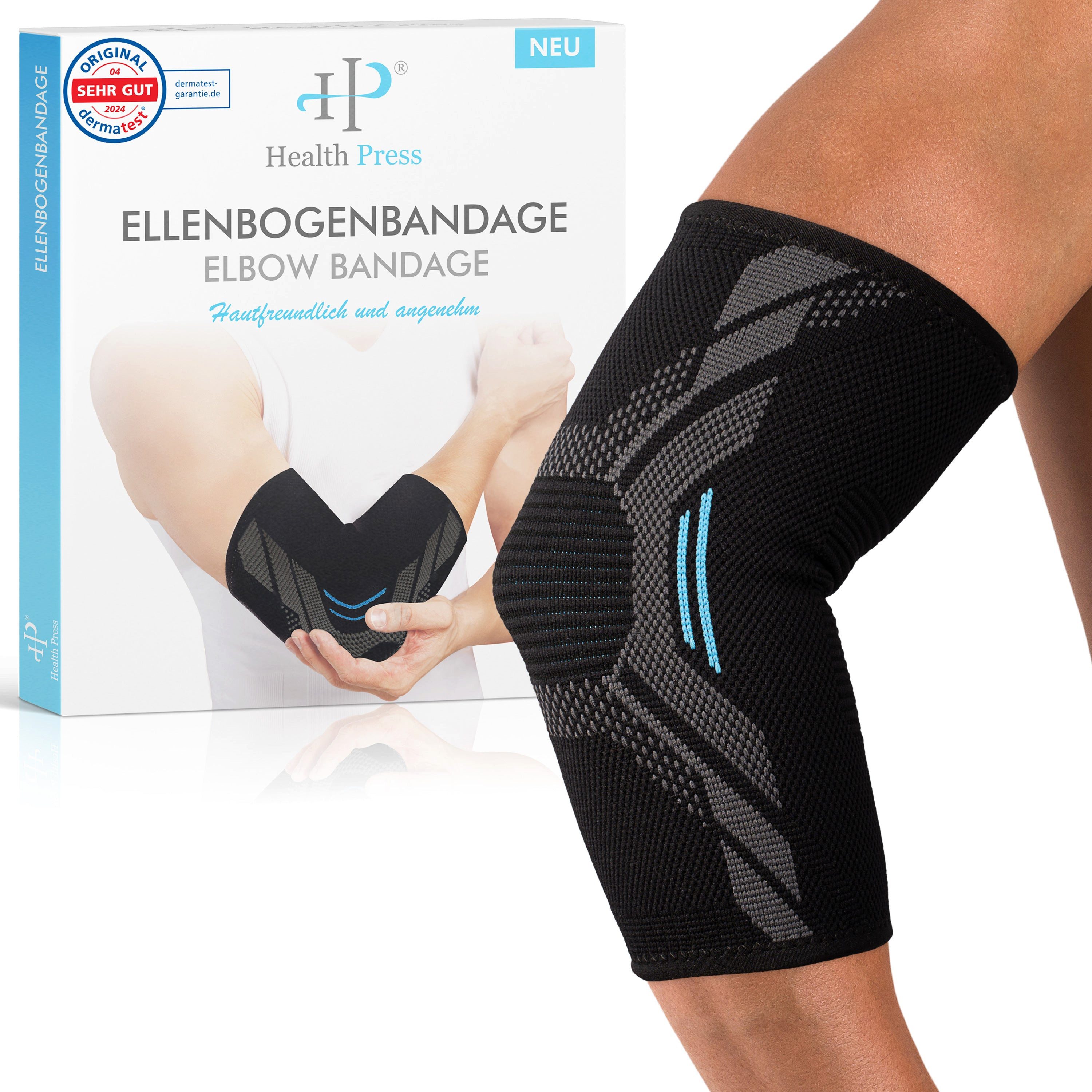 Health Press Ellenbogenbandage Ellenbogenstütze (1er Set), Dermatologisch getestet