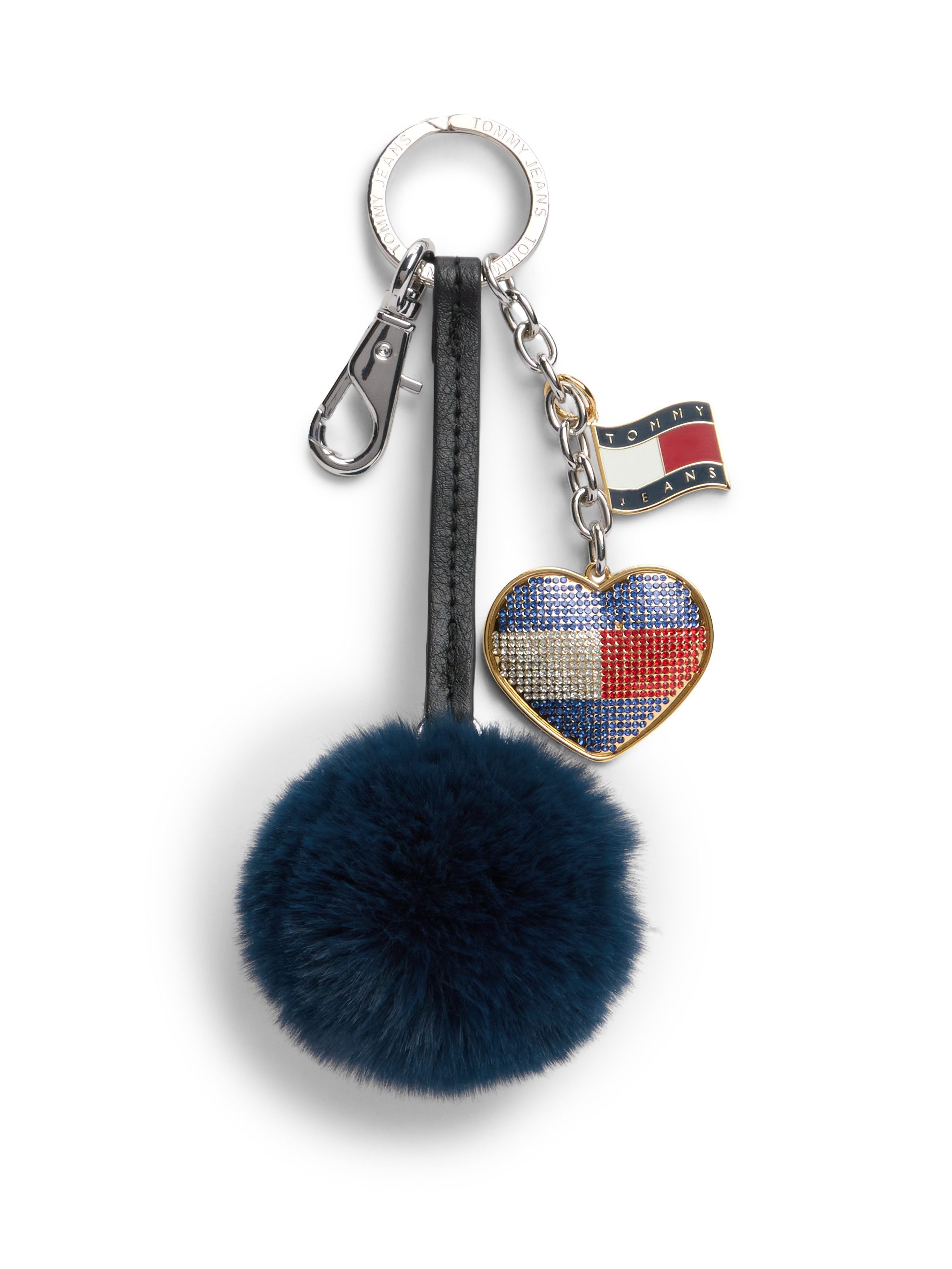 Tommy Jeans Taschenanhänger TJW BODEGA POMPOM HEART CHARM Schlüsselanhänger, Bag Charmm mit Karabiner
