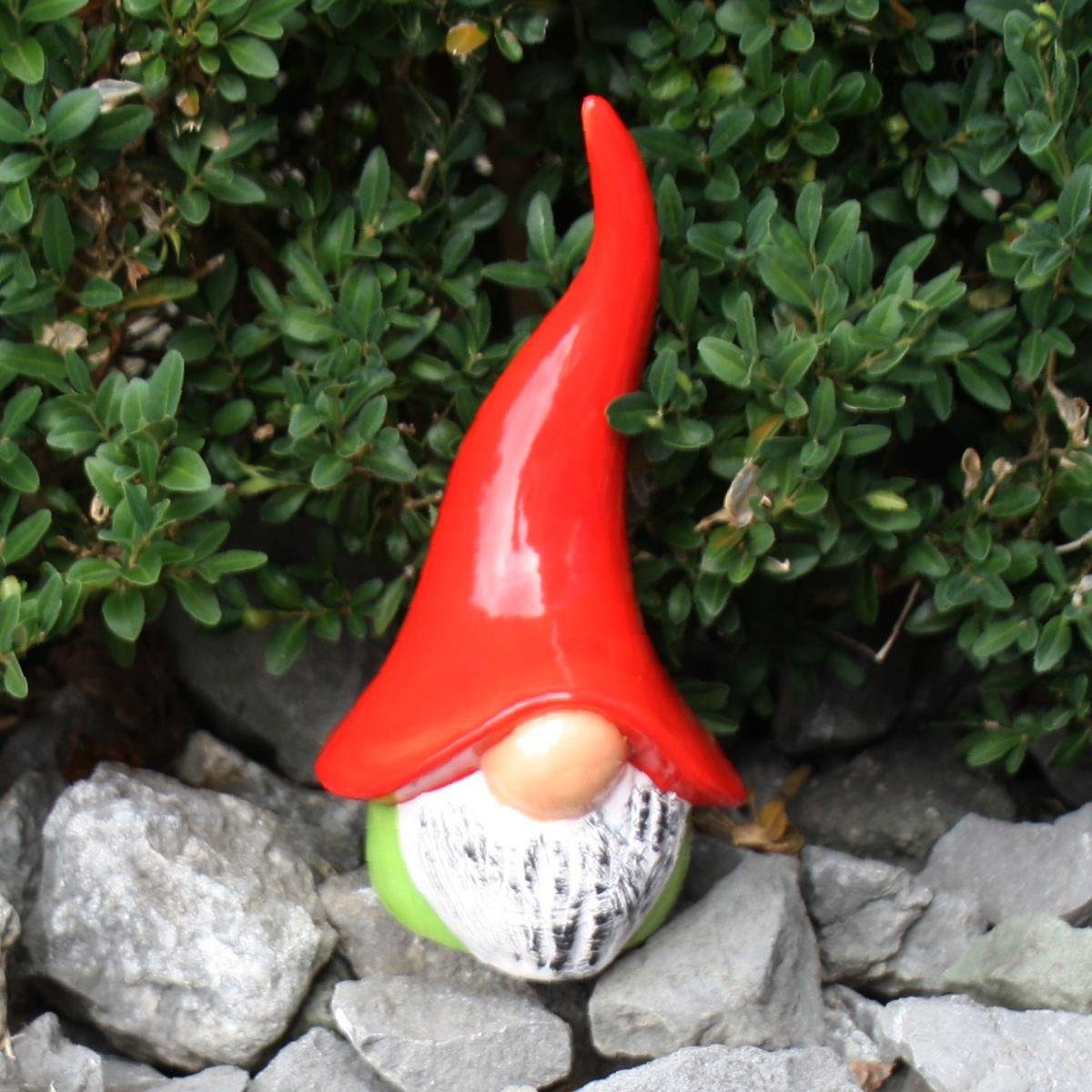 Tangoo Gartenfigur Tangoo Keramik-Wichtel (Stück) ca Mütze roter mit 18 hellgrün H cm