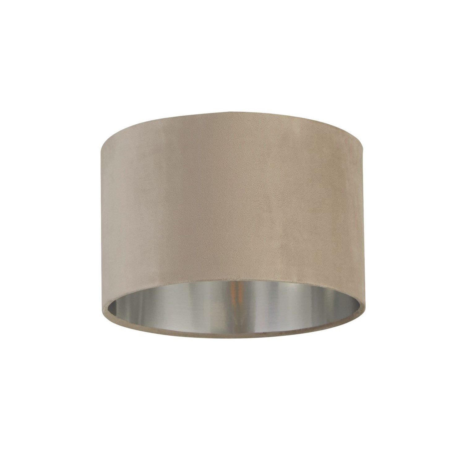 Licht-Erlebnisse Lampenschirm GIRONA, in Taupe Silber gebürstet Ø 28 cm Stoff Modern Flur