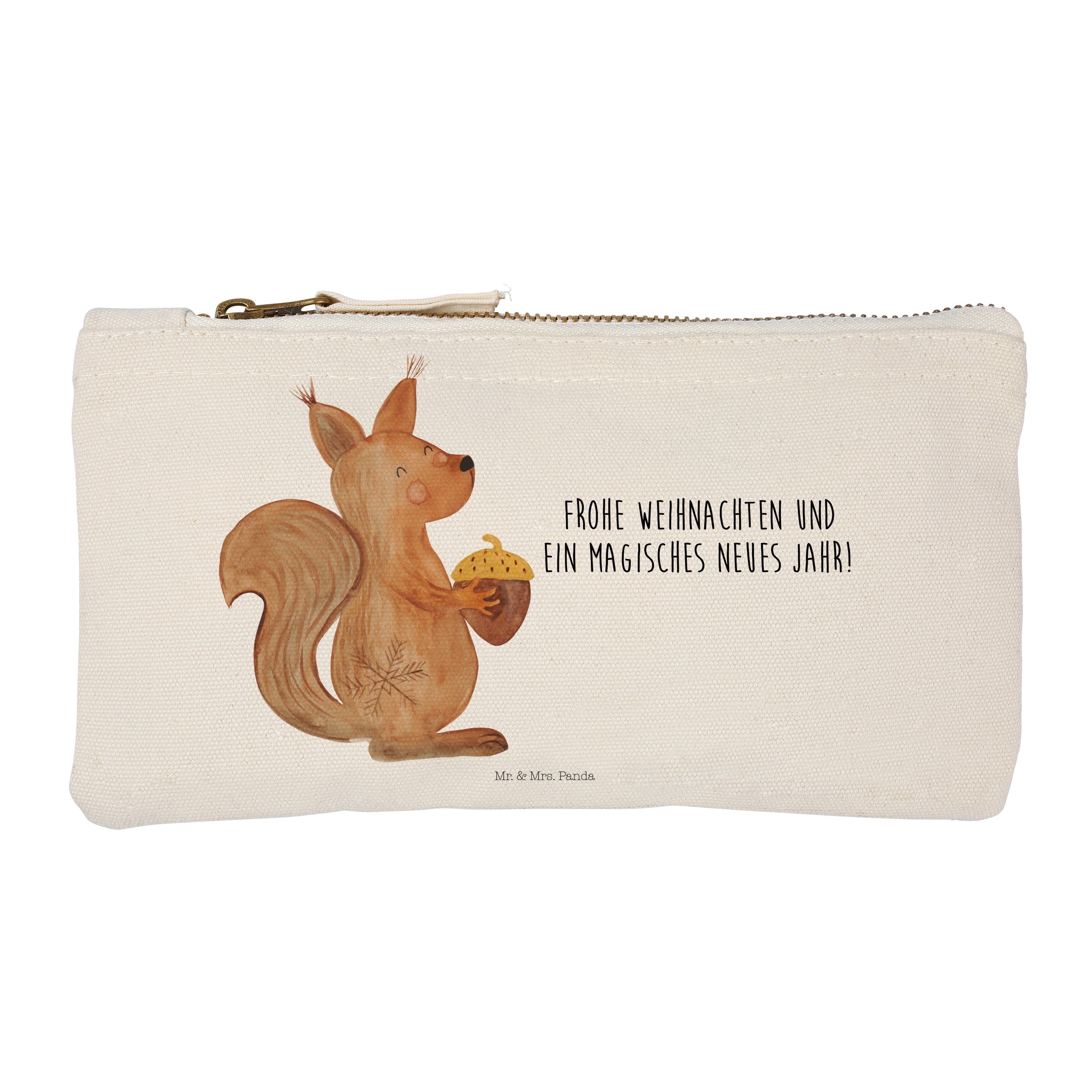 Mr. & Mrs. Panda Kosmetiktasche Eichhörnchen Weihnachtszeit - Weiß - Geschenk, Schminktasche klein, A (1-tlg) | Canvas-Taschen