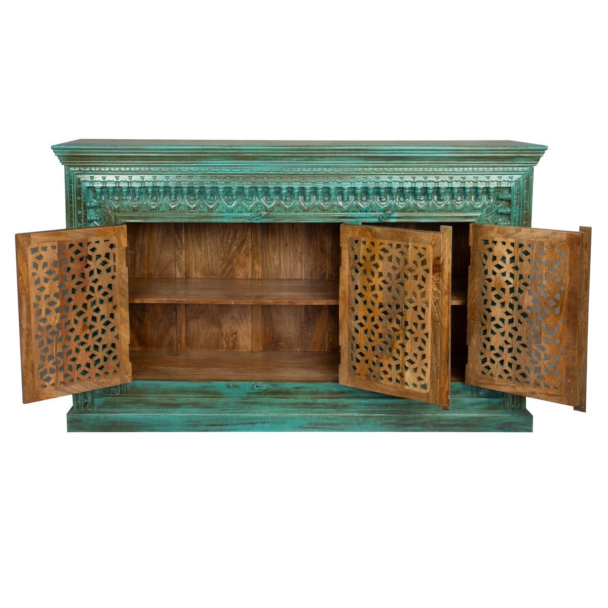 Oriental Galerie Unterschrank Indien Sideboard Santosh Antik Design 165 cm Anrichte Esszimmer, Kommode Flur, Schuhschrank