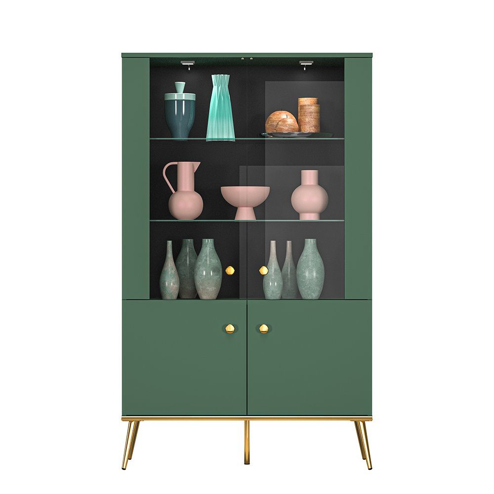 Lomadox Highboard FASANO-131, mit Beleuchtung in dunkelblau, B/H/T ca. 92/152/40 cm