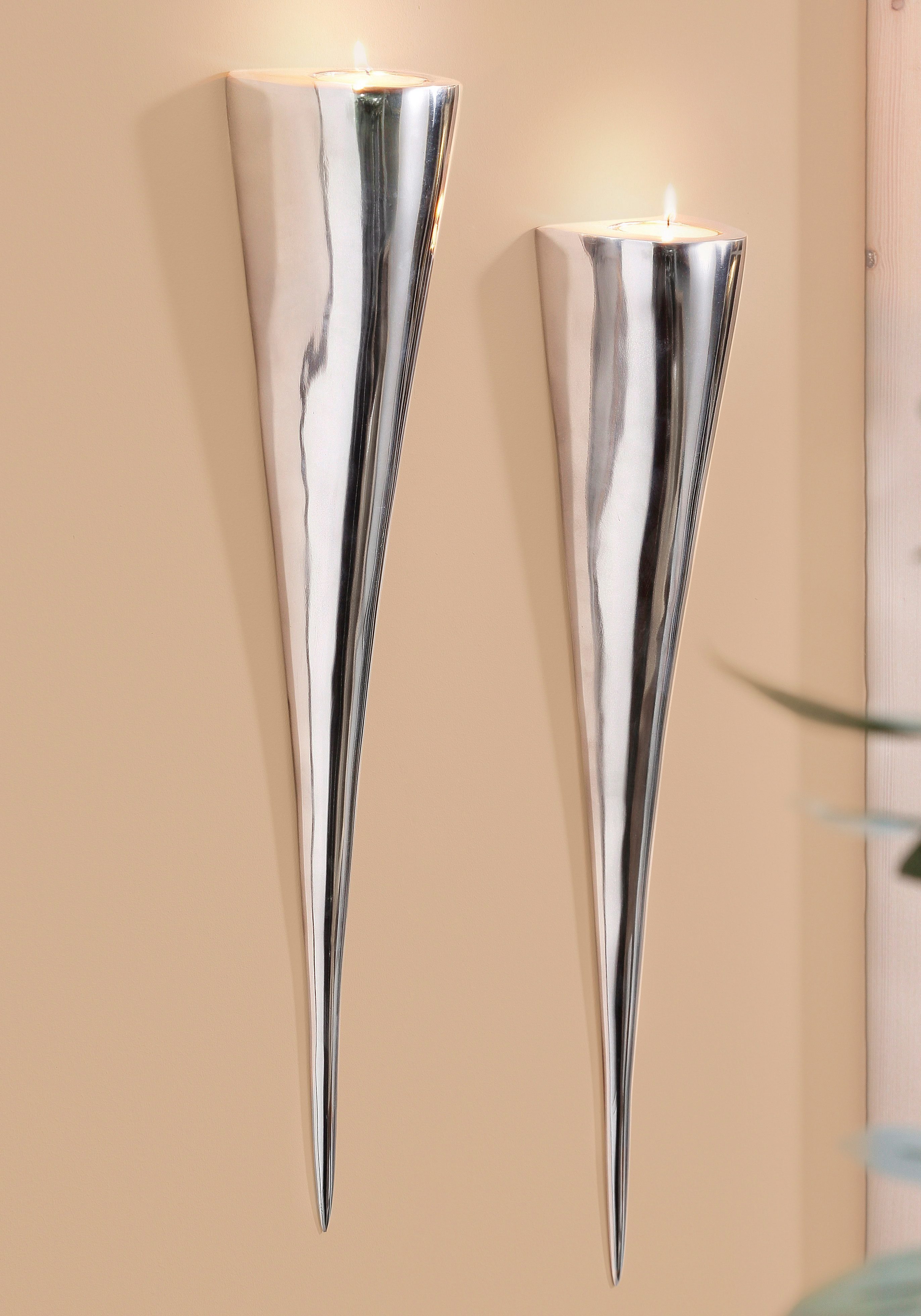 Home affaire Wandkerzenhalter, modern, Aluminium, silber, hängender Kerzenleuchter