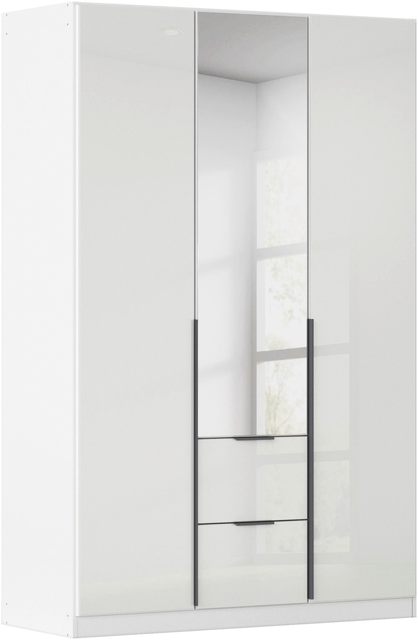 OTTO home Drehtürenschrank Kleiderschrank Kleiderschränke Schrank Garderobe AGORDO mit Glasfront (in zwei Griff-Farben, Breiten 91-360 cm) mit Außenschubkästen, in 7 Breiten und 2 Höhen MADE IN GERMANY