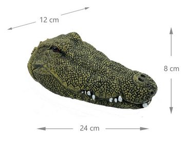 LB H&F Lilienburg Teichfigur LB H&F Teichfigur Krokodil Kopf Schwimmtier Alligator, (Tierfigur Gartenteich Miniteich grün Teichdeko Krokodilkopf Pool Teich Gartendeko Teichtier), schwimmt, detailgetreu gearbeitet, Dekofigur 24x12cm